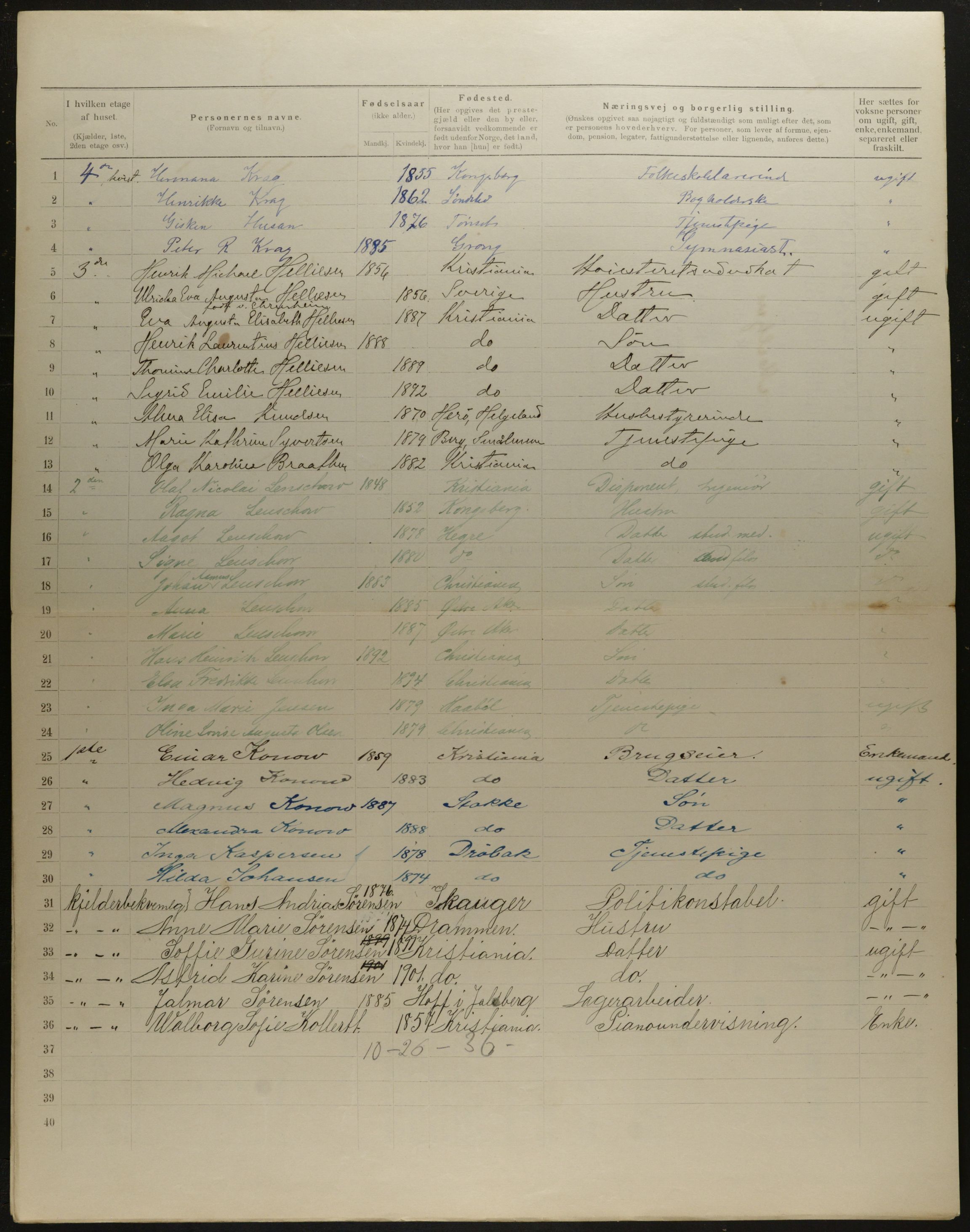 OBA, Municipal Census 1901 for Kristiania, 1901, p. 10029