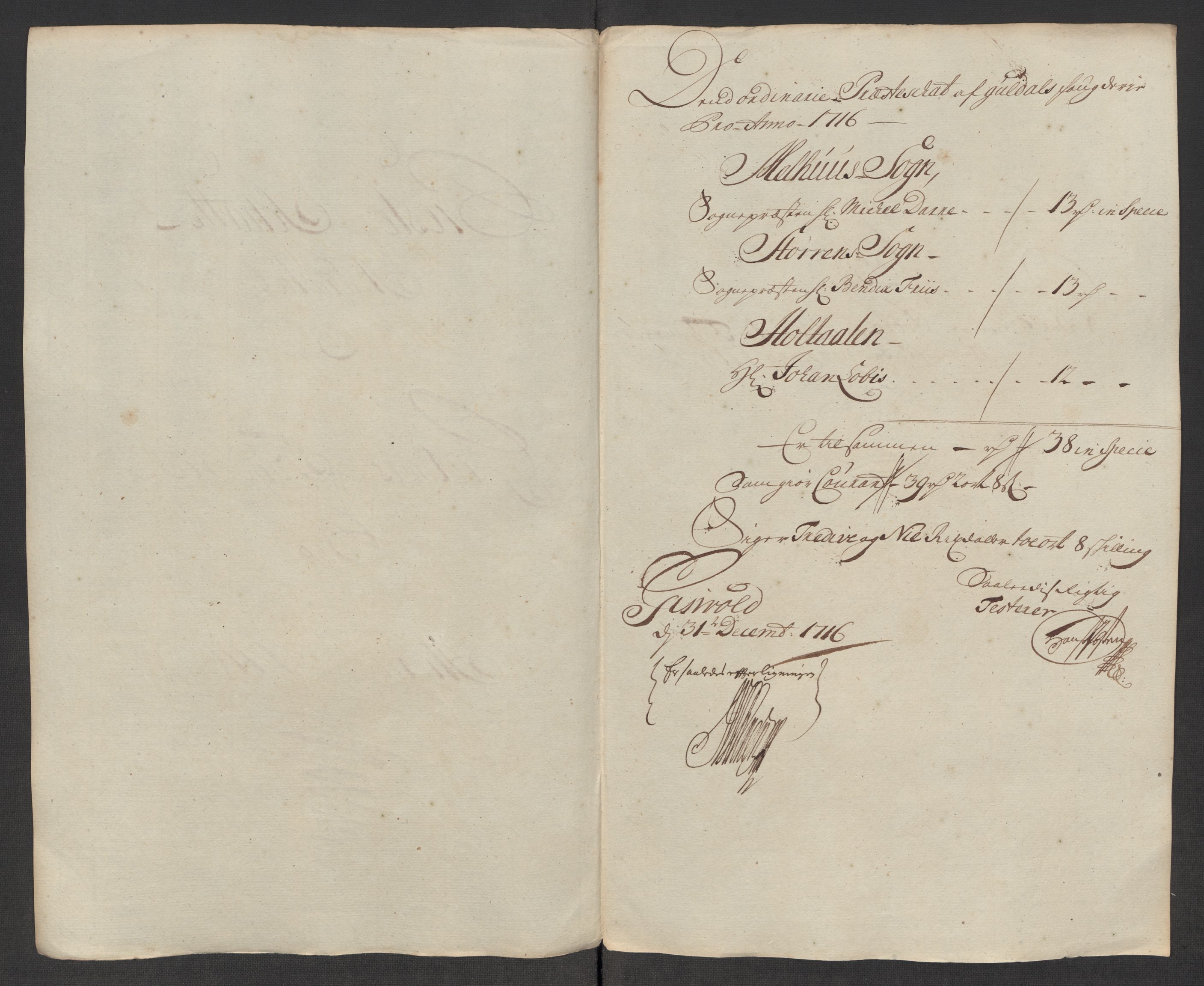 Rentekammeret inntil 1814, Reviderte regnskaper, Fogderegnskap, AV/RA-EA-4092/R60/L3967: Fogderegnskap Orkdal og Gauldal, 1716, p. 322