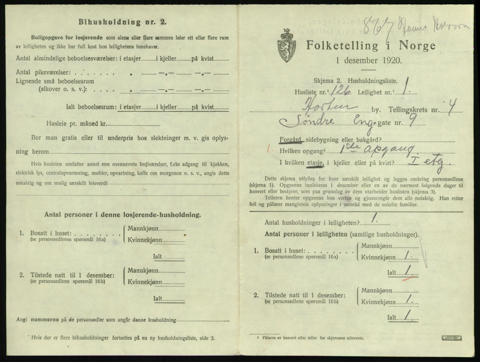 SAKO, 1920 census for Horten, 1920, p. 5473