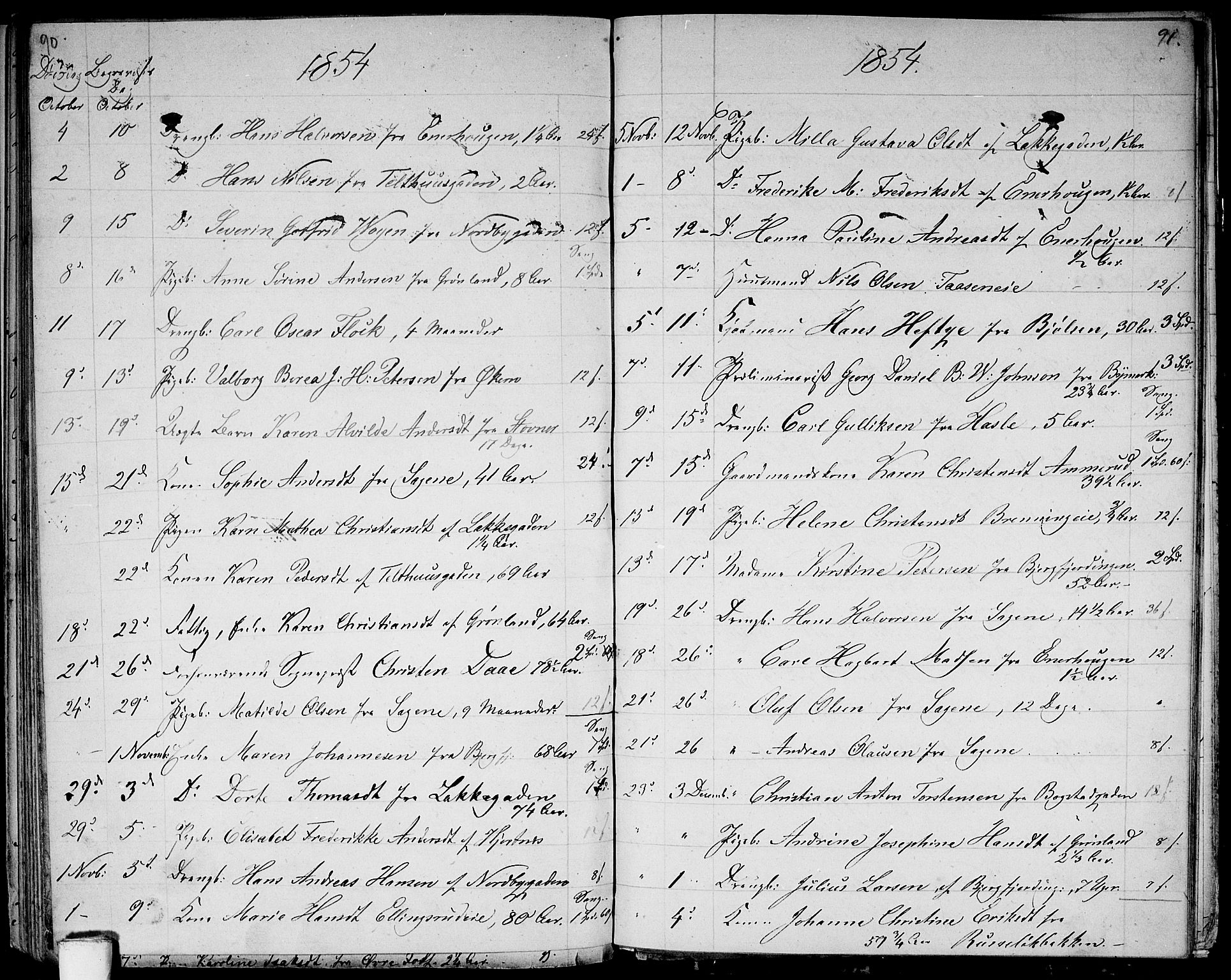 Aker prestekontor kirkebøker, AV/SAO-A-10861/G/L0012: Parish register (copy) no. 12, 1846-1860, p. 90-91