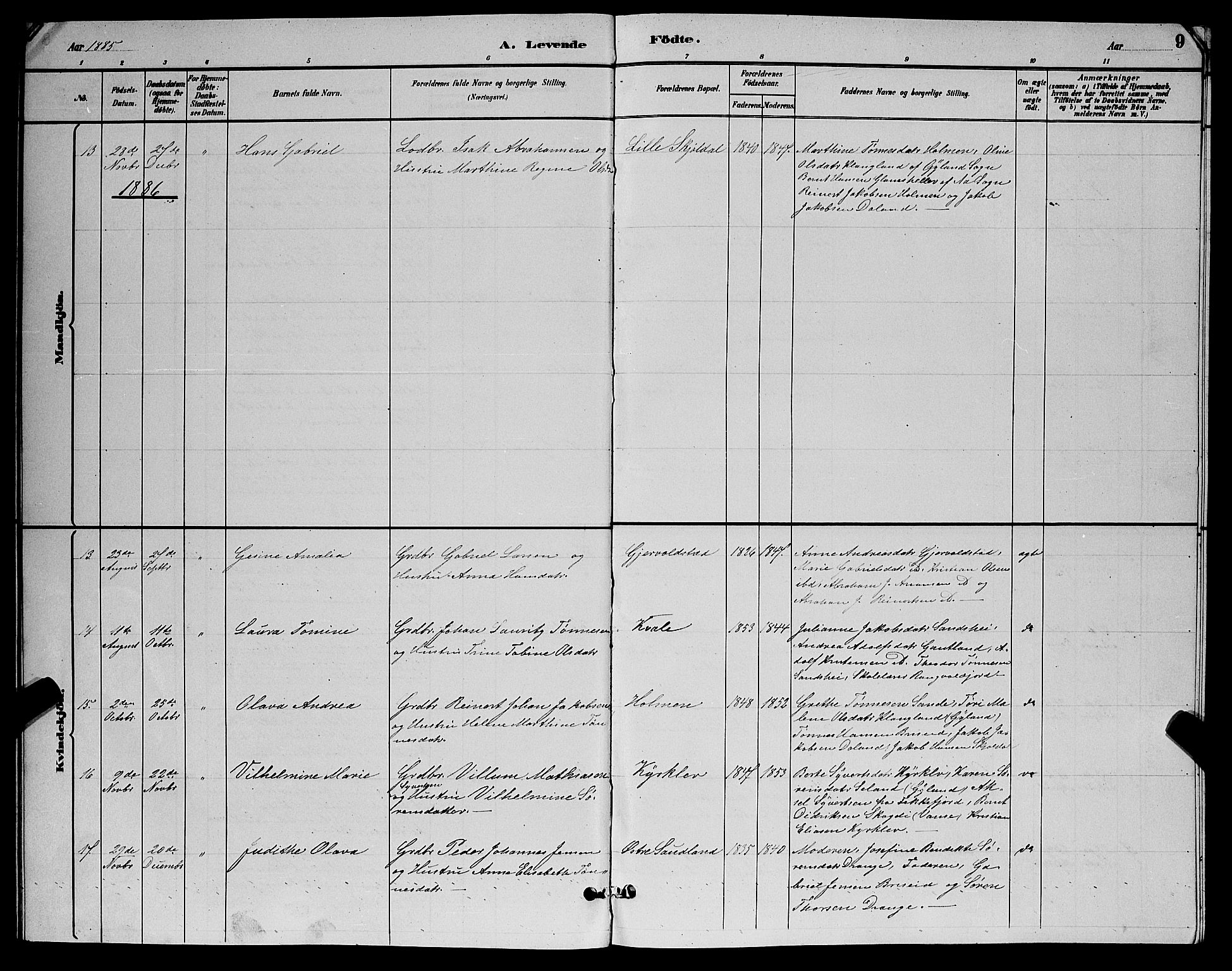 Herad sokneprestkontor, AV/SAK-1111-0018/F/Fb/Fba/L0004: Parish register (copy) no. B 4, 1882-1899, p. 9