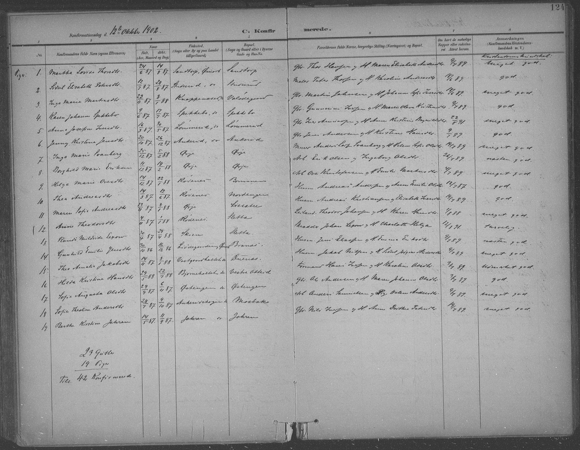 Aremark prestekontor Kirkebøker, SAO/A-10899/F/Fb/L0005: Parish register (official) no. II 5, 1895-1919, p. 124