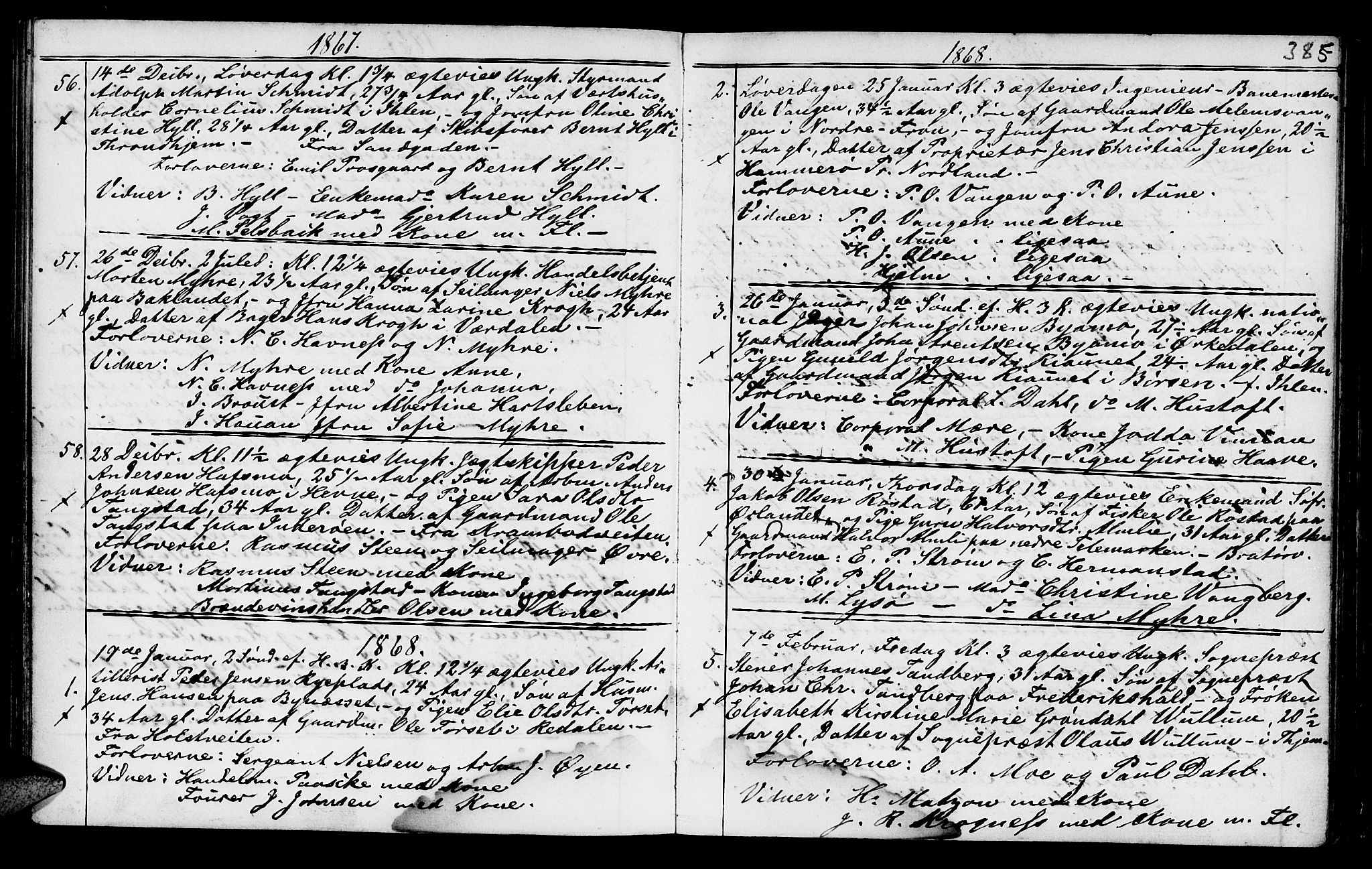Ministerialprotokoller, klokkerbøker og fødselsregistre - Sør-Trøndelag, AV/SAT-A-1456/602/L0140: Parish register (copy) no. 602C08, 1864-1872, p. 384-385