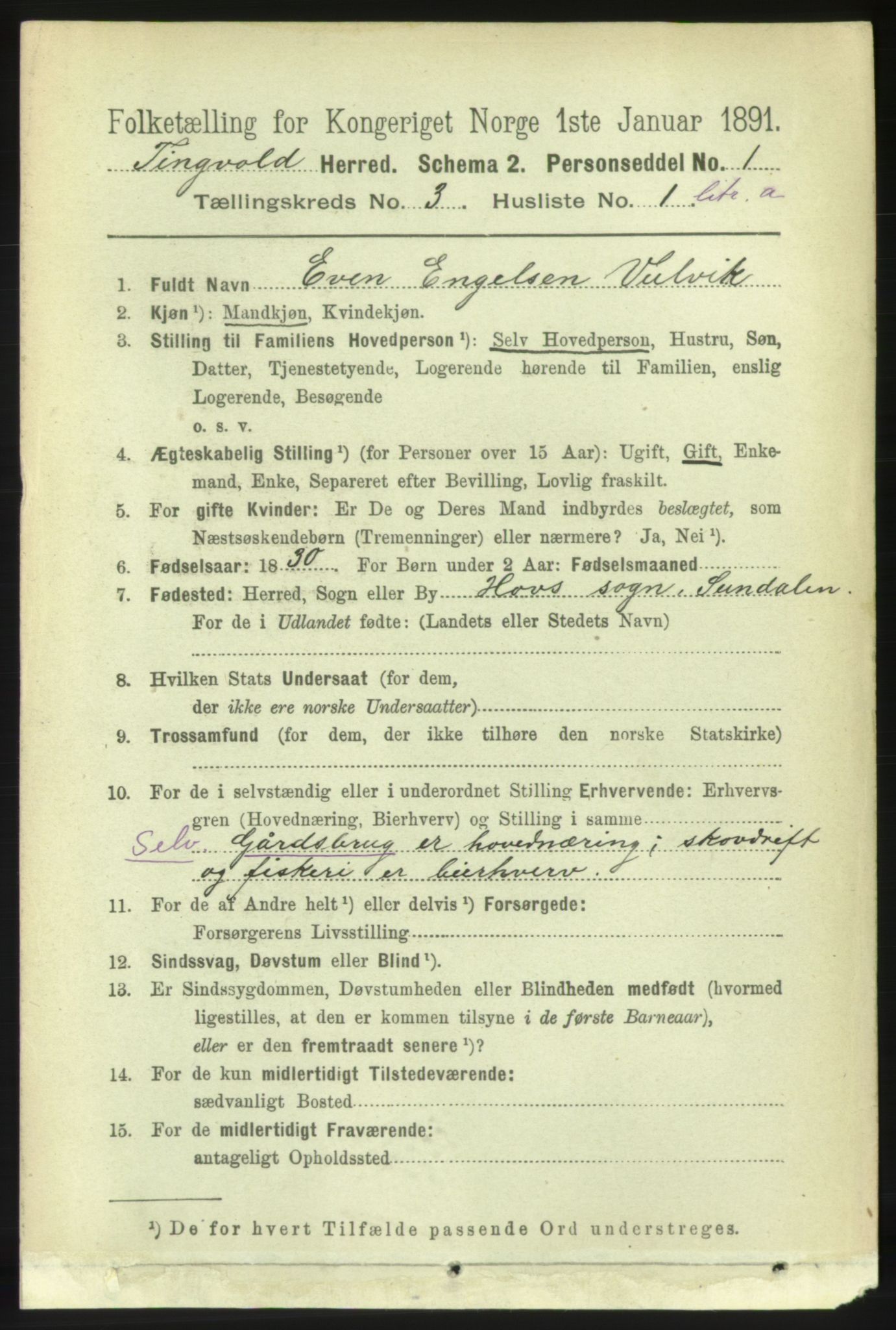 RA, 1891 census for 1560 Tingvoll, 1891, p. 988