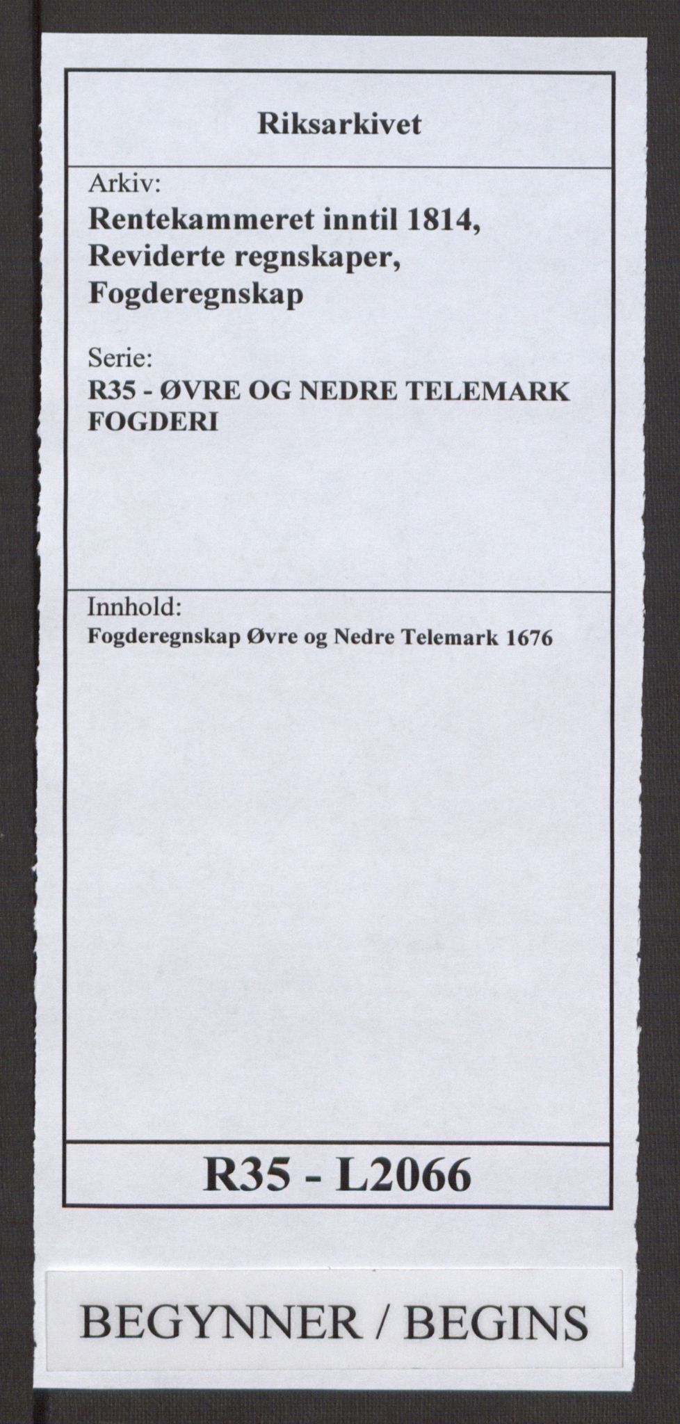 Rentekammeret inntil 1814, Reviderte regnskaper, Fogderegnskap, RA/EA-4092/R35/L2066: Fogderegnskap Øvre og Nedre Telemark, 1676, p. 1
