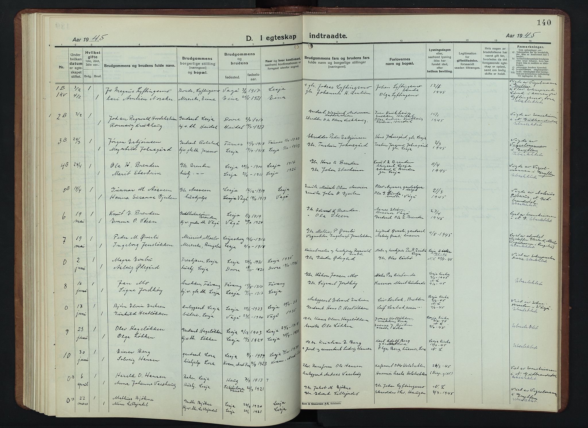 Lesja prestekontor, AV/SAH-PREST-068/H/Ha/Hab/L0009: Parish register (copy) no. 9, 1924-1947, p. 140