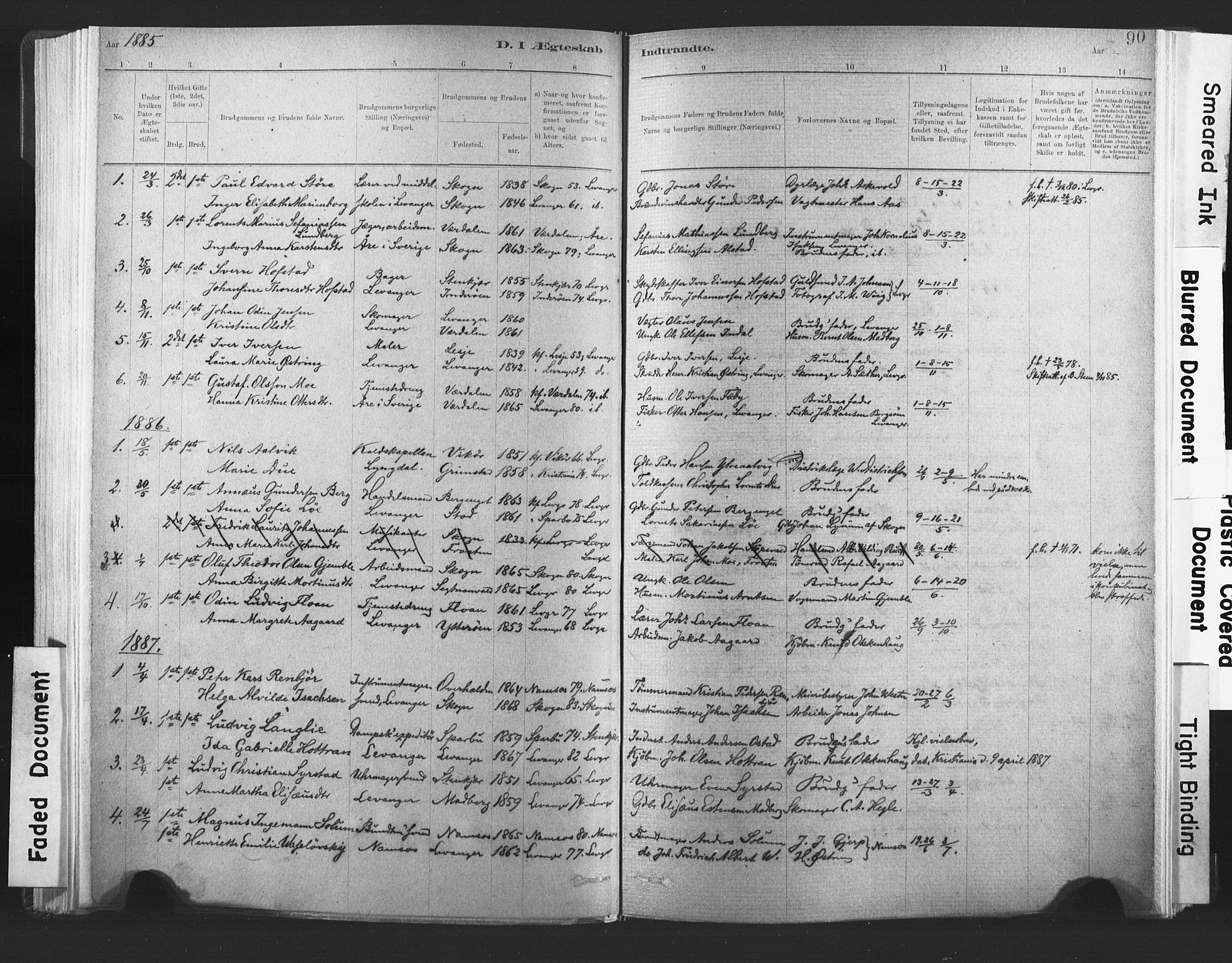 Ministerialprotokoller, klokkerbøker og fødselsregistre - Nord-Trøndelag, SAT/A-1458/720/L0189: Parish register (official) no. 720A05, 1880-1911, p. 90