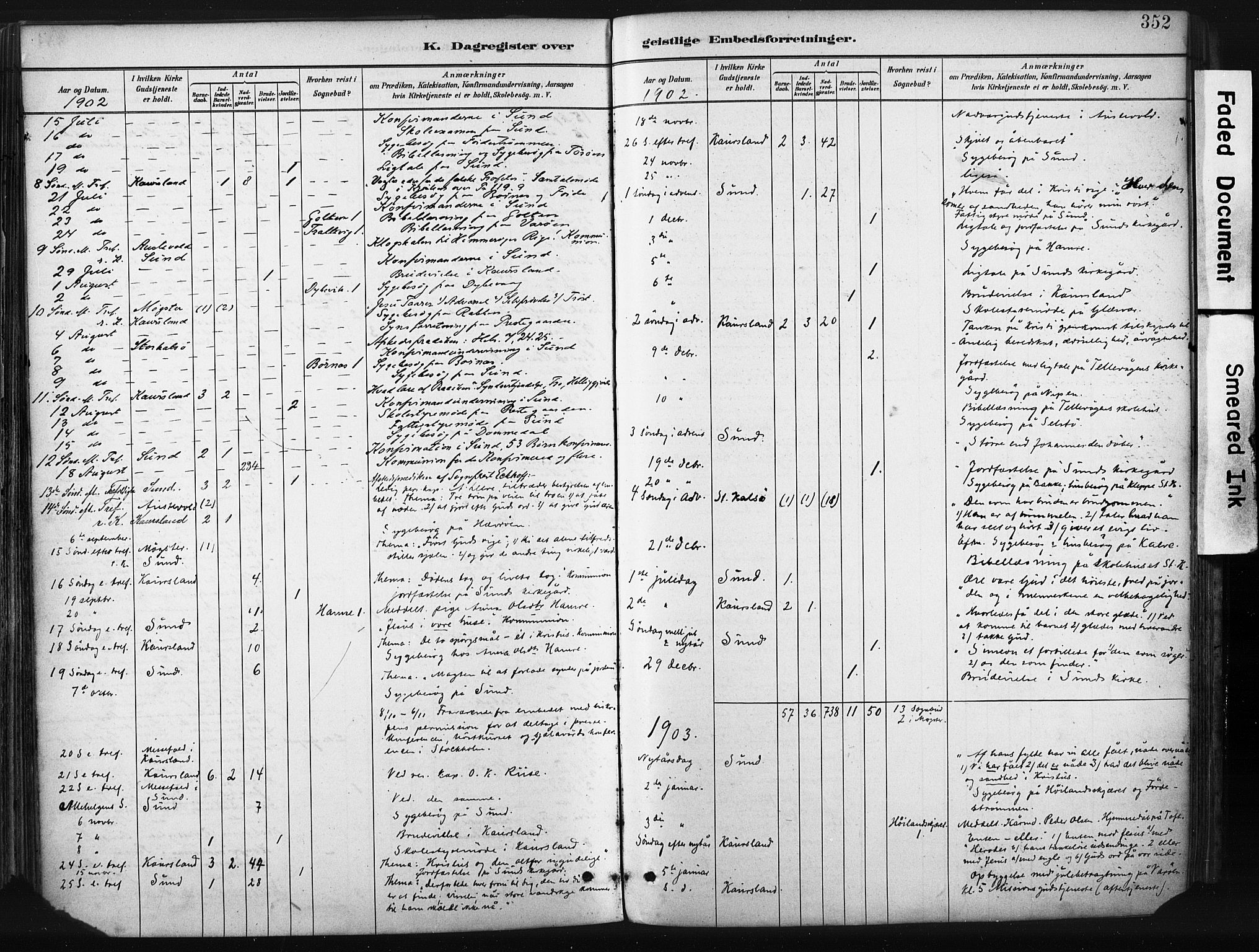 Sund sokneprestembete, AV/SAB-A-99930: Parish register (official) no. B 1, 1882-1907, p. 352