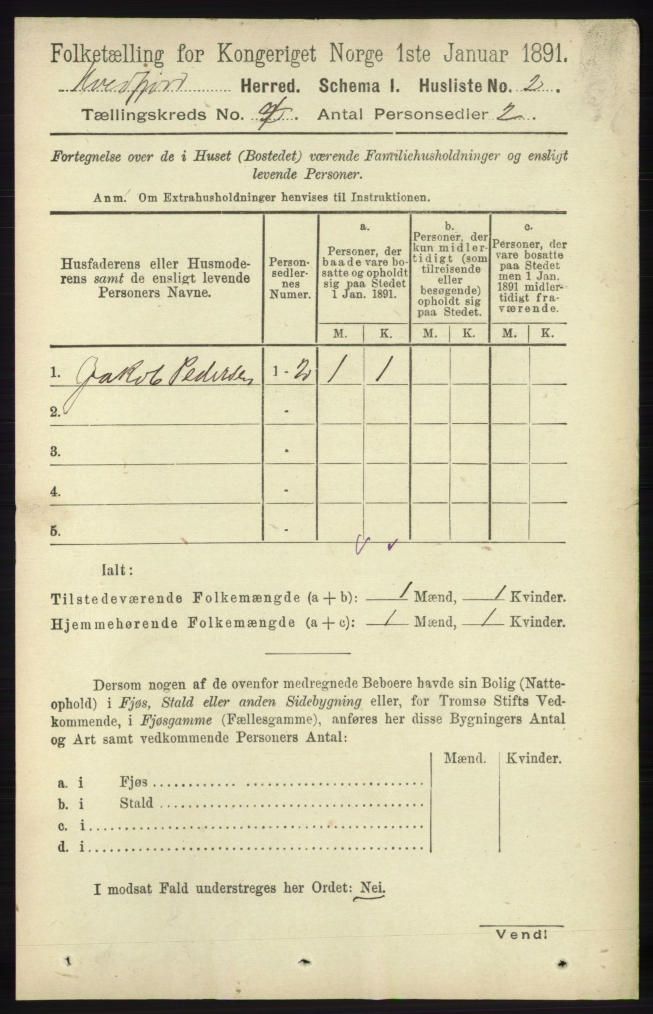 RA, 1891 census for 1911 Kvæfjord, 1891, p. 1751