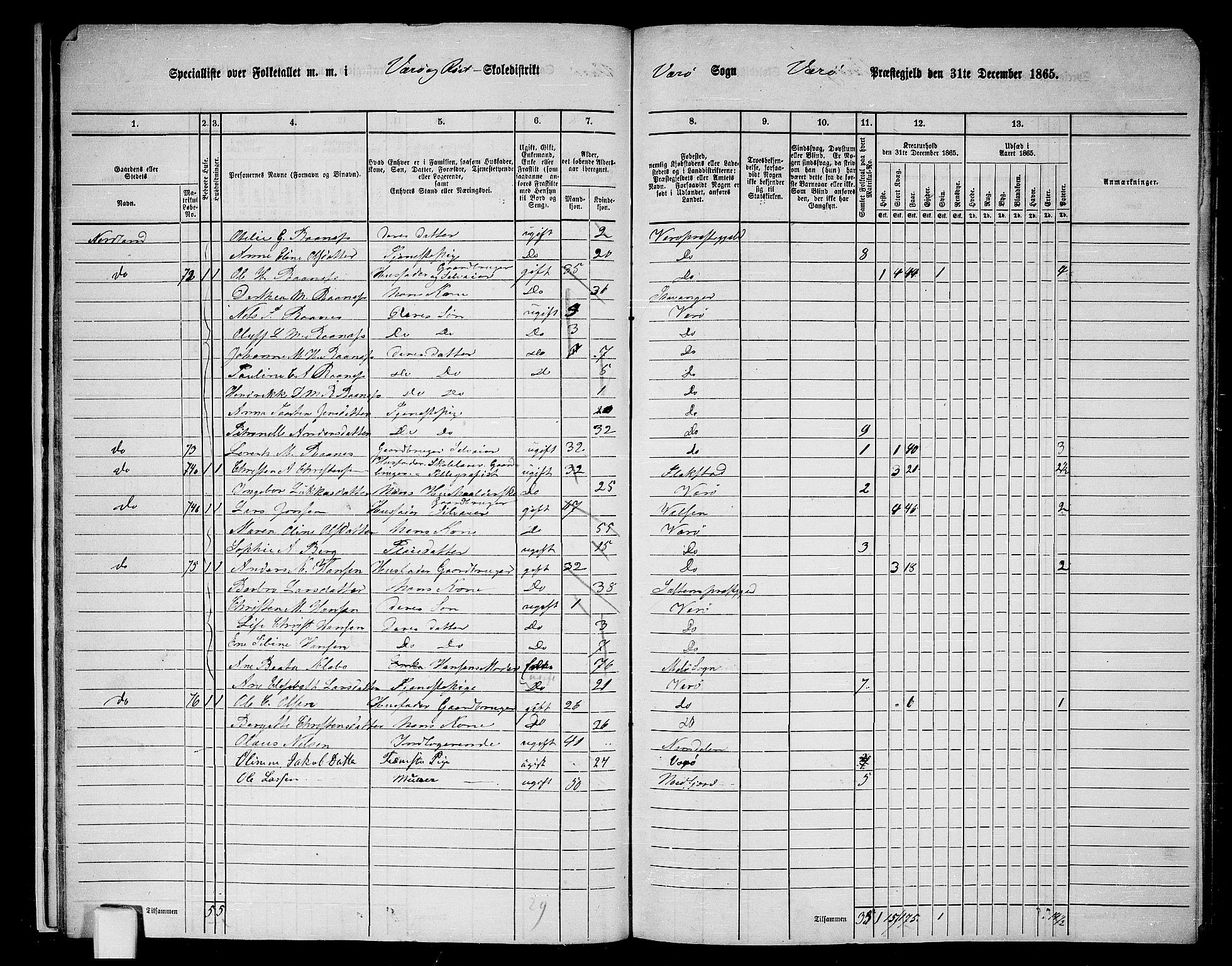 RA, 1865 census for Værøy, 1865, p. 17