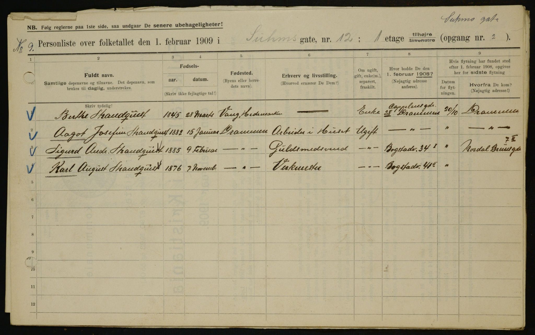 OBA, Municipal Census 1909 for Kristiania, 1909, p. 94647