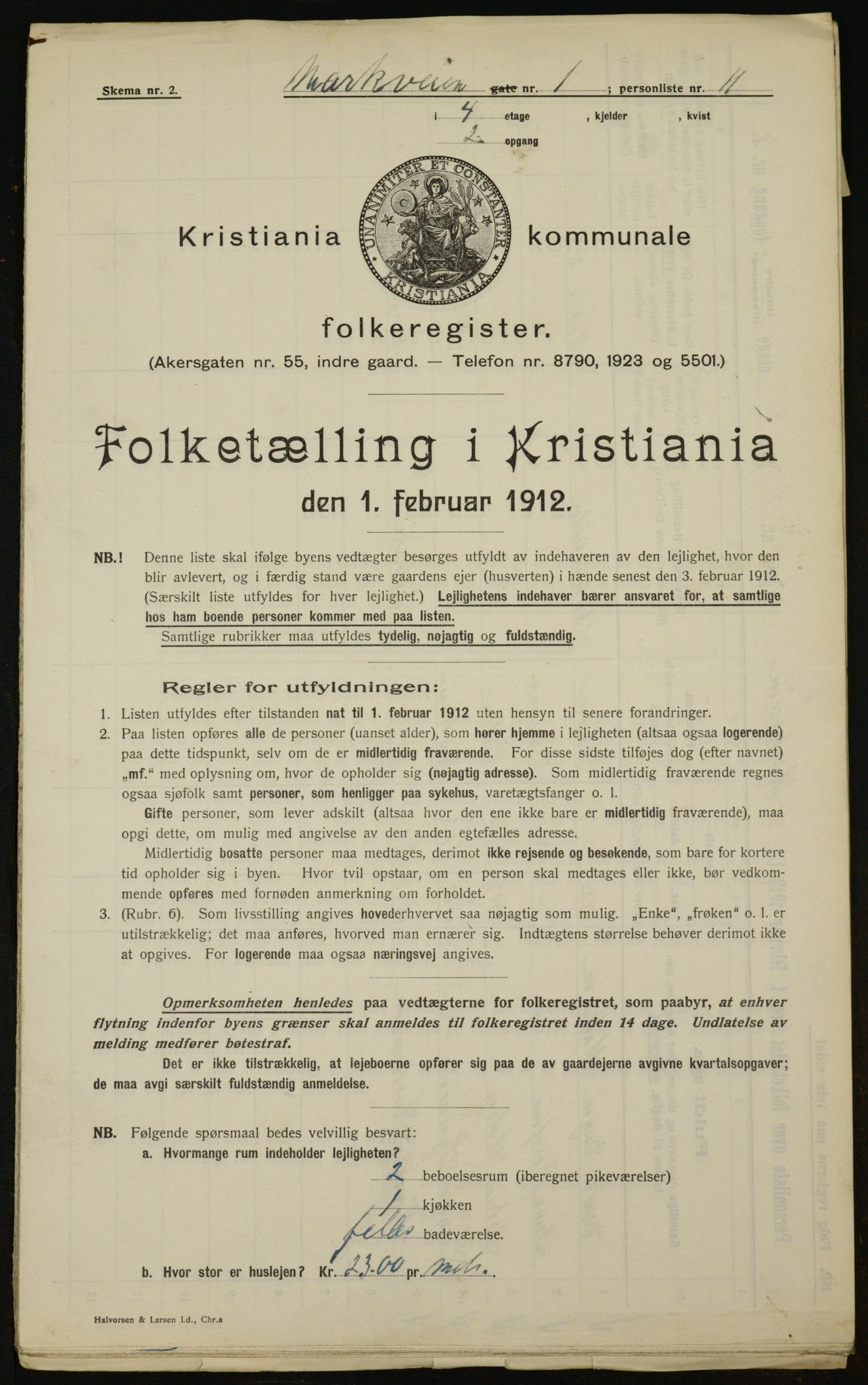 OBA, Municipal Census 1912 for Kristiania, 1912, p. 63366