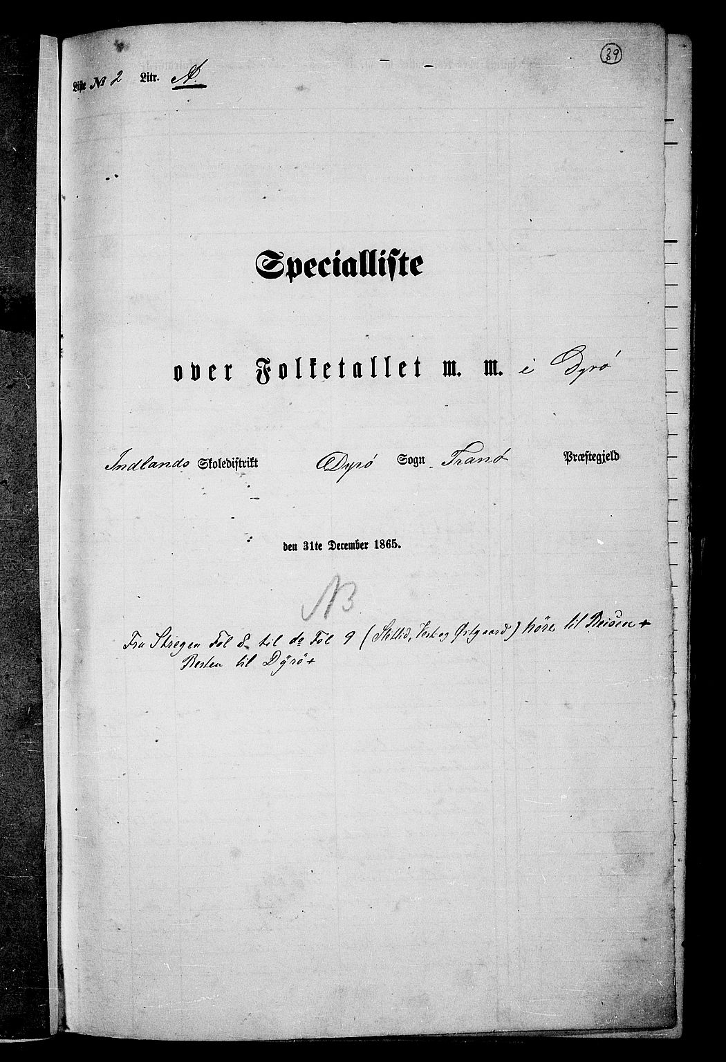 RA, 1865 census for Tranøy, 1865, p. 33