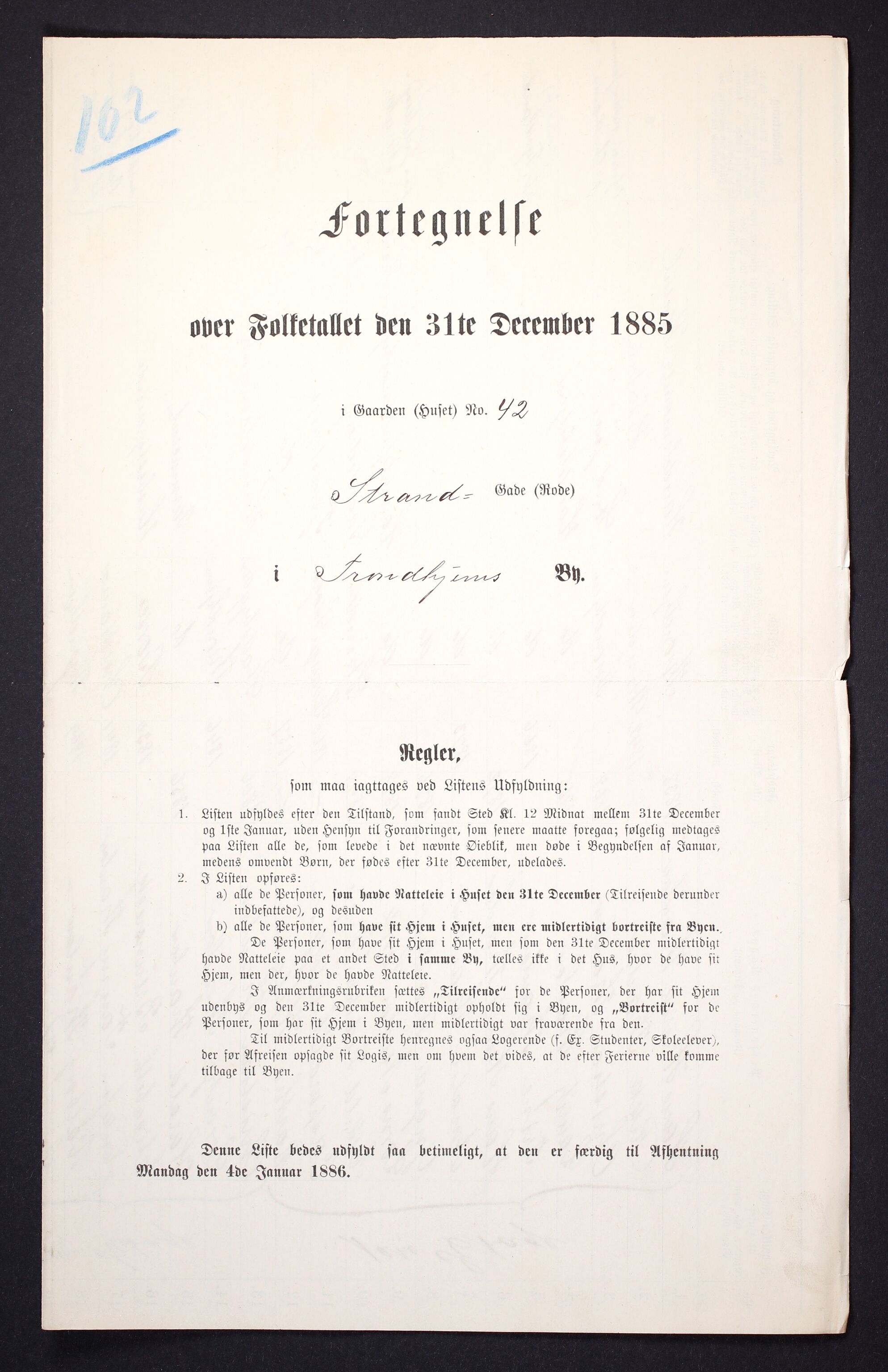 SAT, 1885 census for 1601 Trondheim, 1885, p. 695