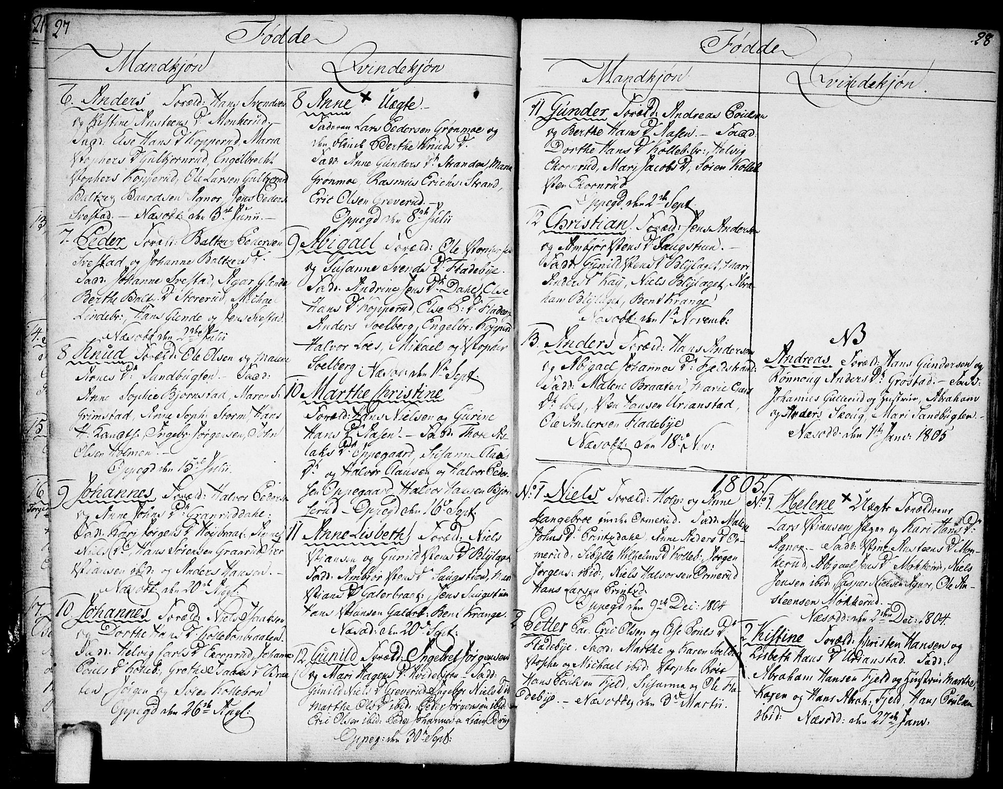 Nesodden prestekontor Kirkebøker, SAO/A-10013/F/Fa/L0005: Parish register (official) no. I 5, 1793-1814, p. 27-28