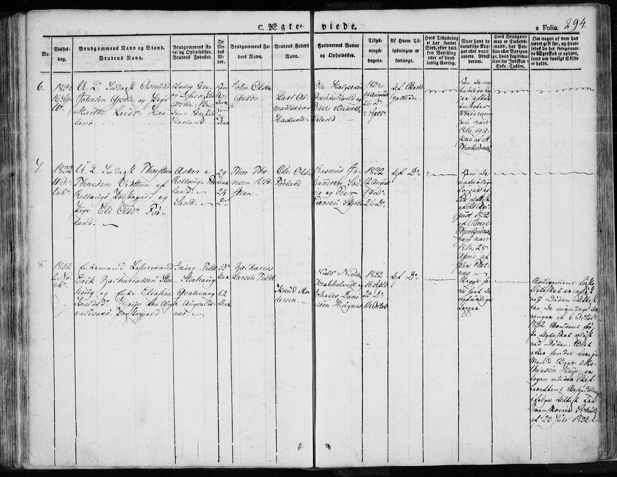 Tysvær sokneprestkontor, SAST/A -101864/H/Ha/Haa/L0001: Parish register (official) no. A 1.1, 1831-1856, p. 294
