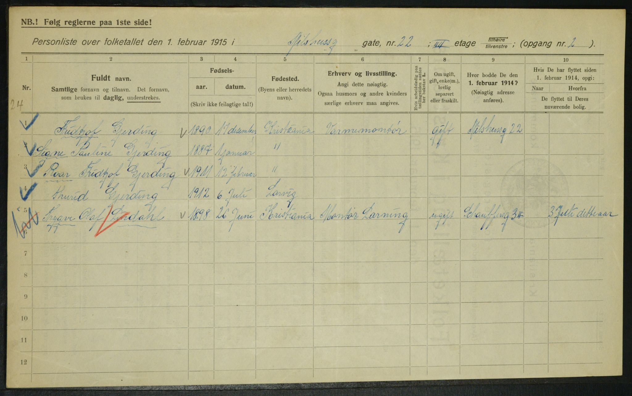 OBA, Municipal Census 1915 for Kristiania, 1915, p. 70558