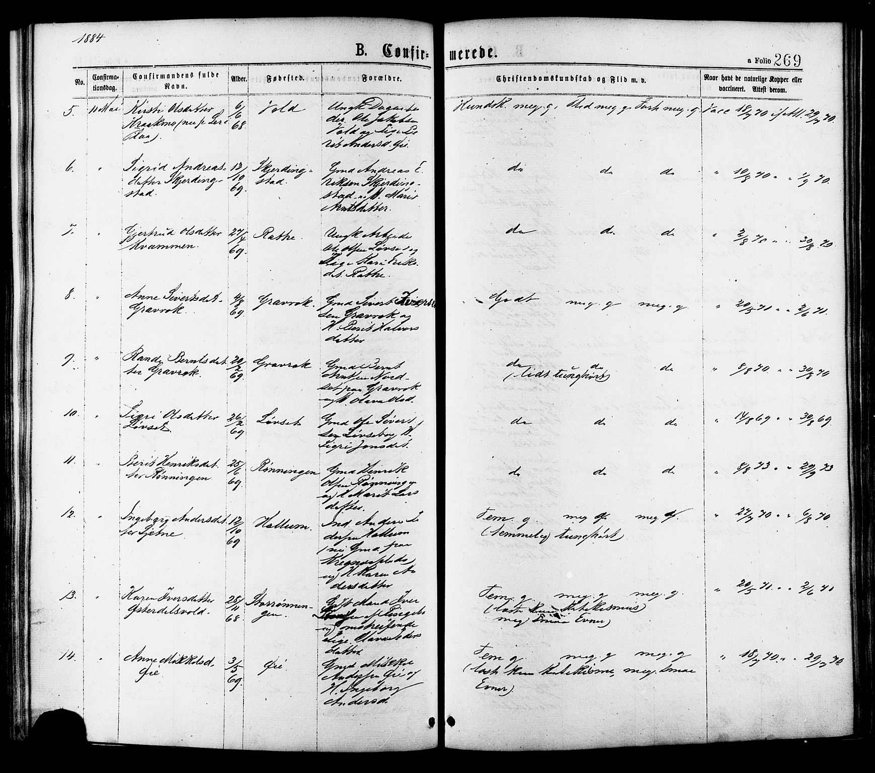 Ministerialprotokoller, klokkerbøker og fødselsregistre - Sør-Trøndelag, AV/SAT-A-1456/691/L1079: Parish register (official) no. 691A11, 1873-1886, p. 269