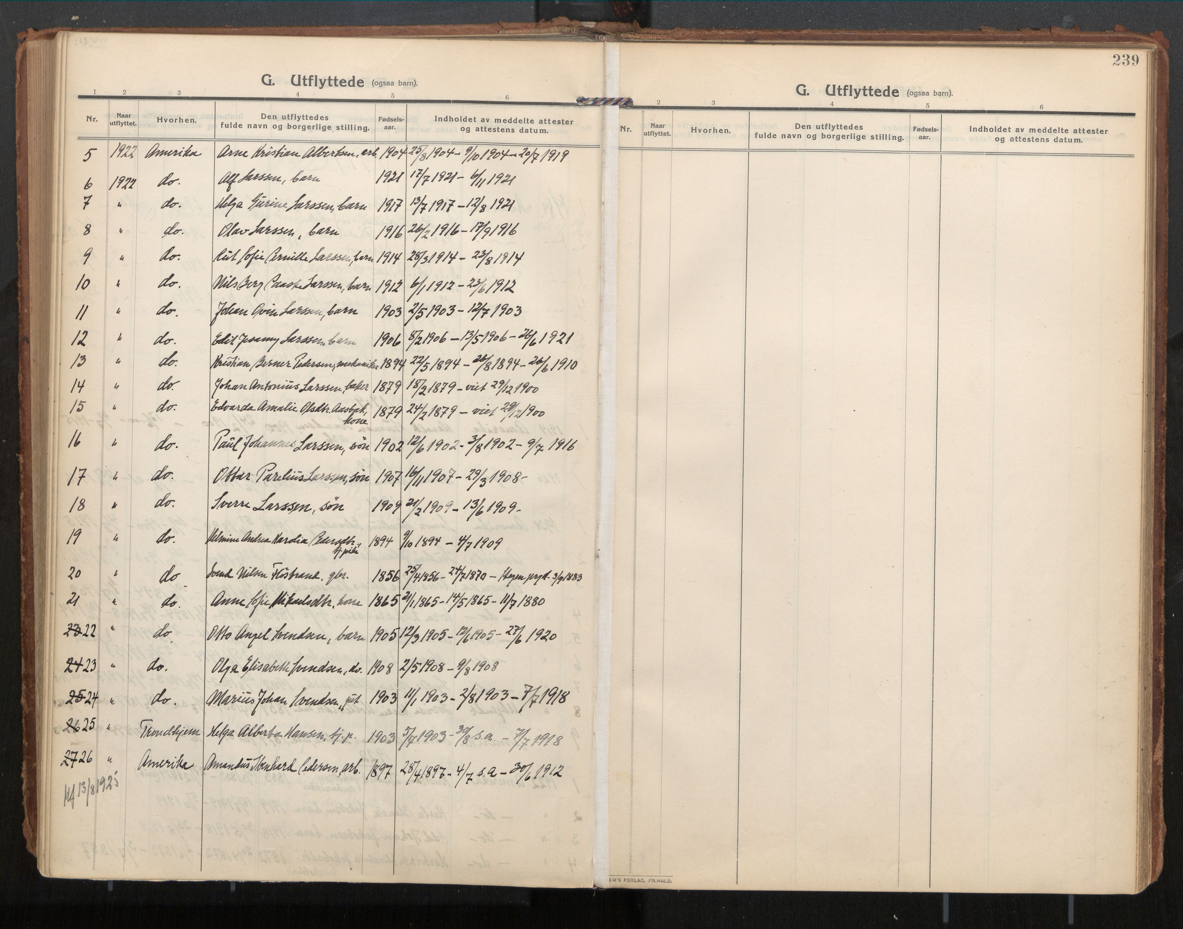 Ministerialprotokoller, klokkerbøker og fødselsregistre - Nordland, SAT/A-1459/854/L0784: Parish register (official) no. 854A07, 1910-1922, p. 239