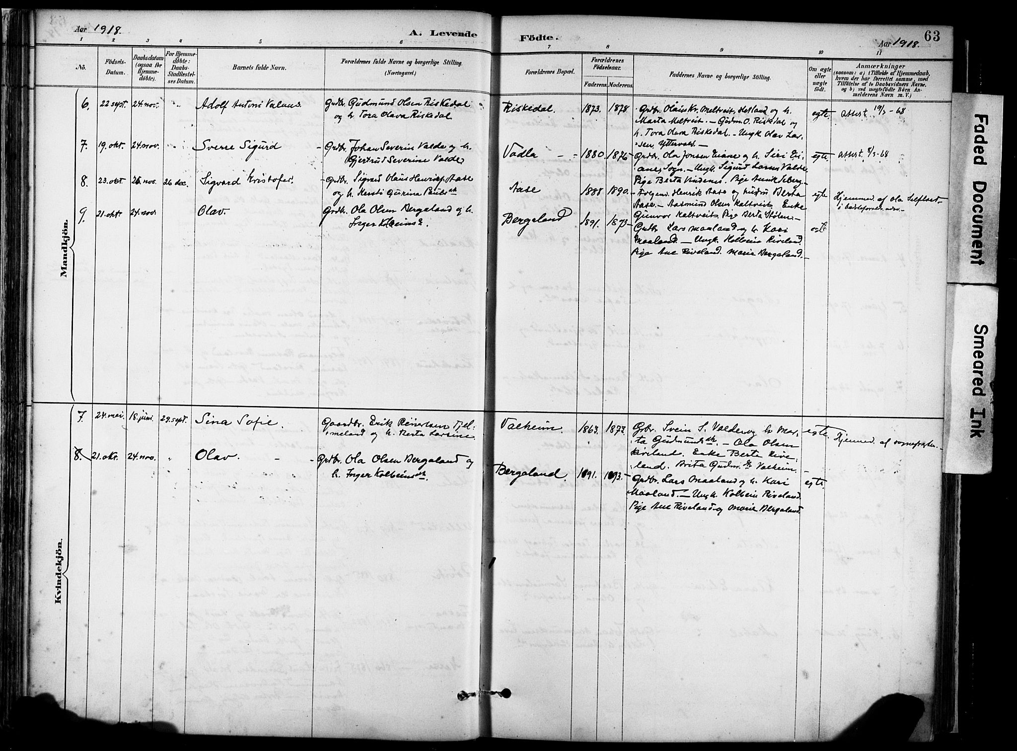 Hjelmeland sokneprestkontor, AV/SAST-A-101843/02/A/L0001: Parish register (official) no. A 16, 1887-1926, p. 63