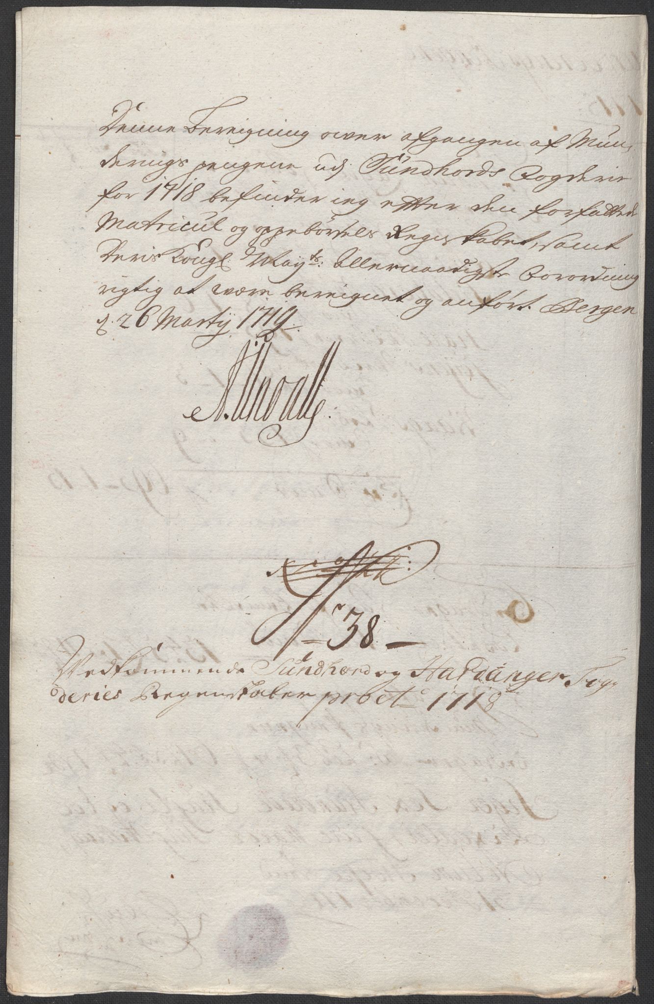 Rentekammeret inntil 1814, Reviderte regnskaper, Fogderegnskap, RA/EA-4092/R48/L2995: Fogderegnskap Sunnhordland og Hardanger, 1718, p. 252