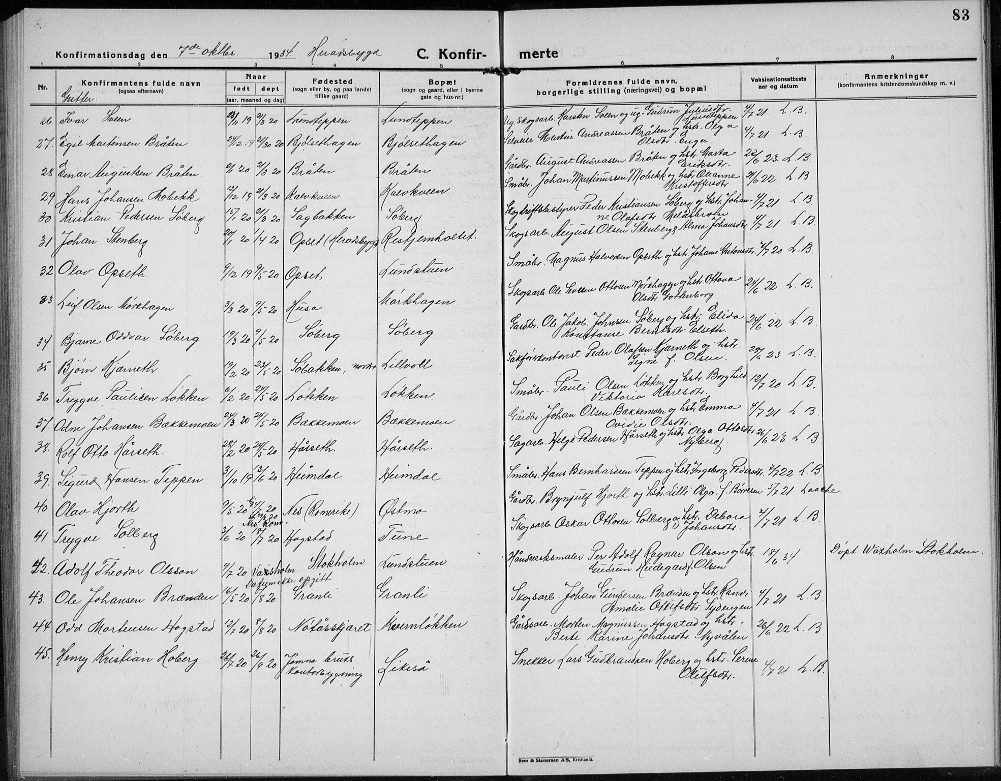 Elverum prestekontor, AV/SAH-PREST-044/H/Ha/Hab/L0032: Parish register (copy) no. 32, 1922-1936, p. 83