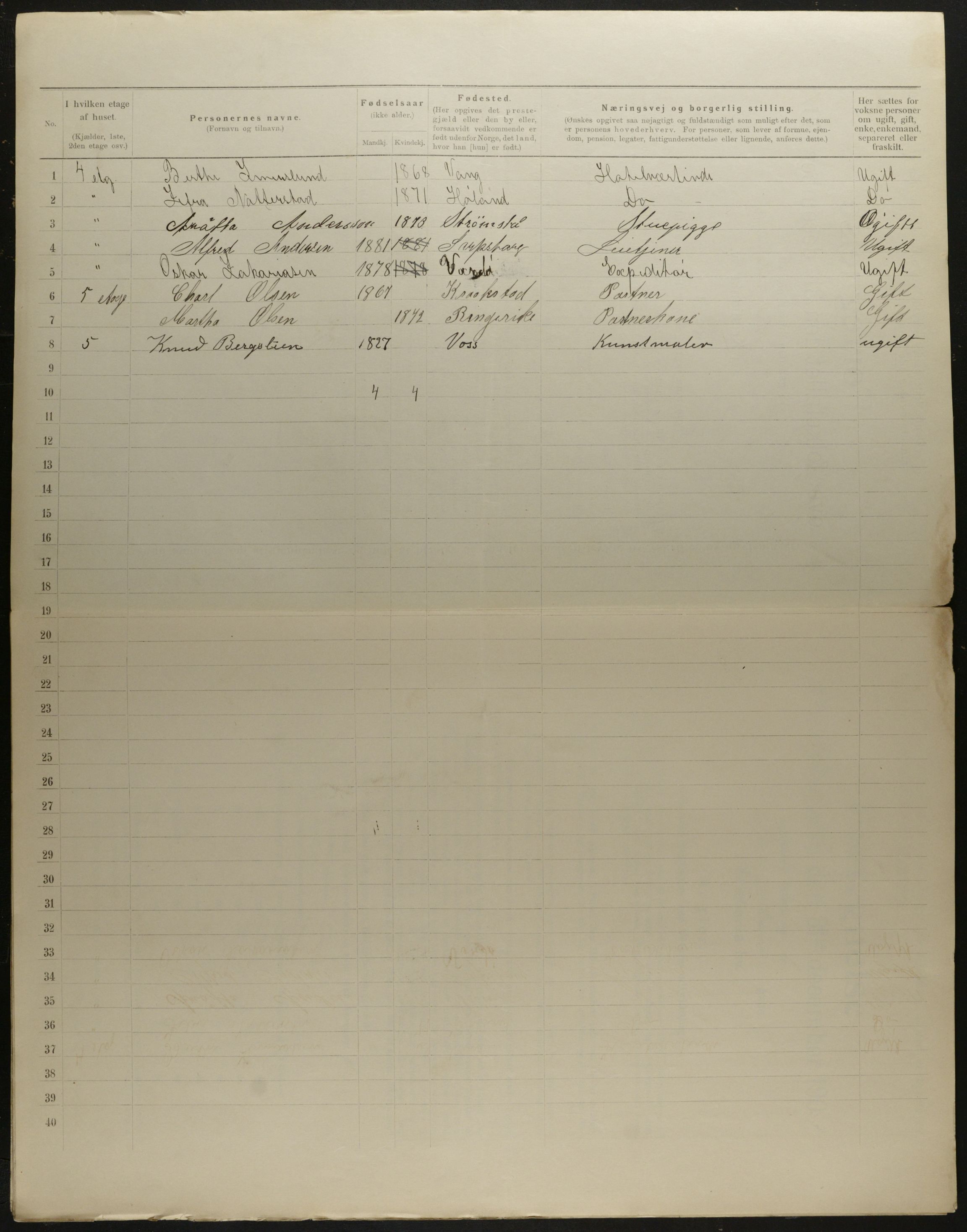 OBA, Municipal Census 1901 for Kristiania, 1901, p. 7594