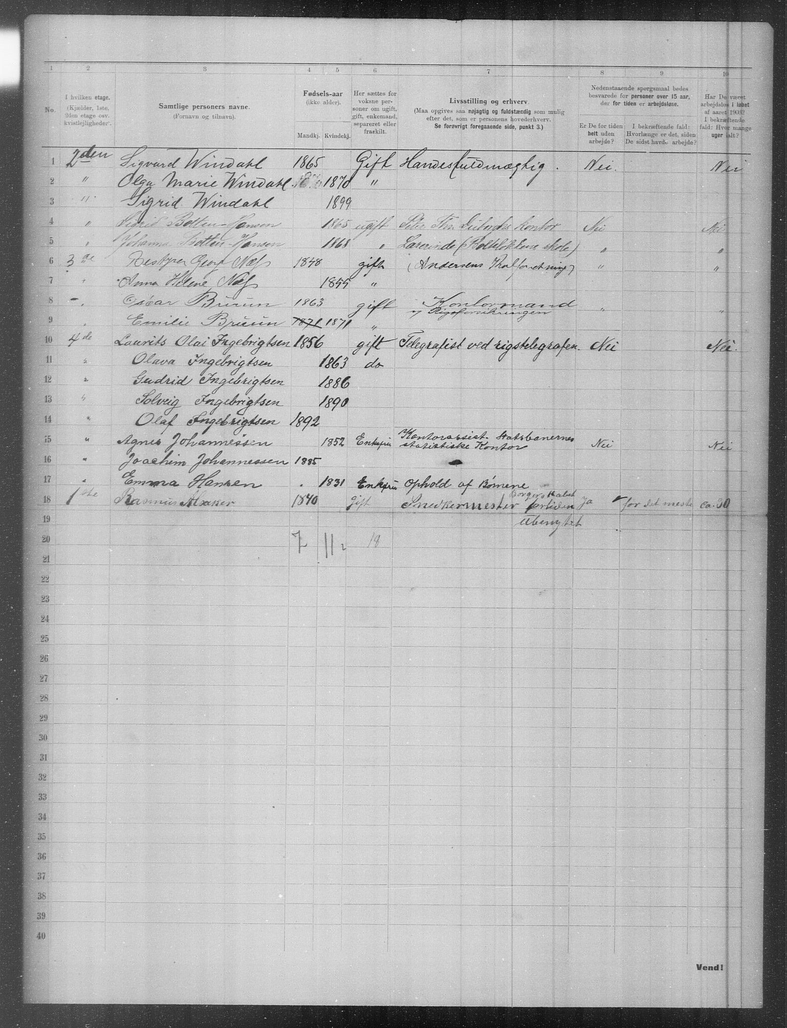 OBA, Municipal Census 1903 for Kristiania, 1903, p. 6663