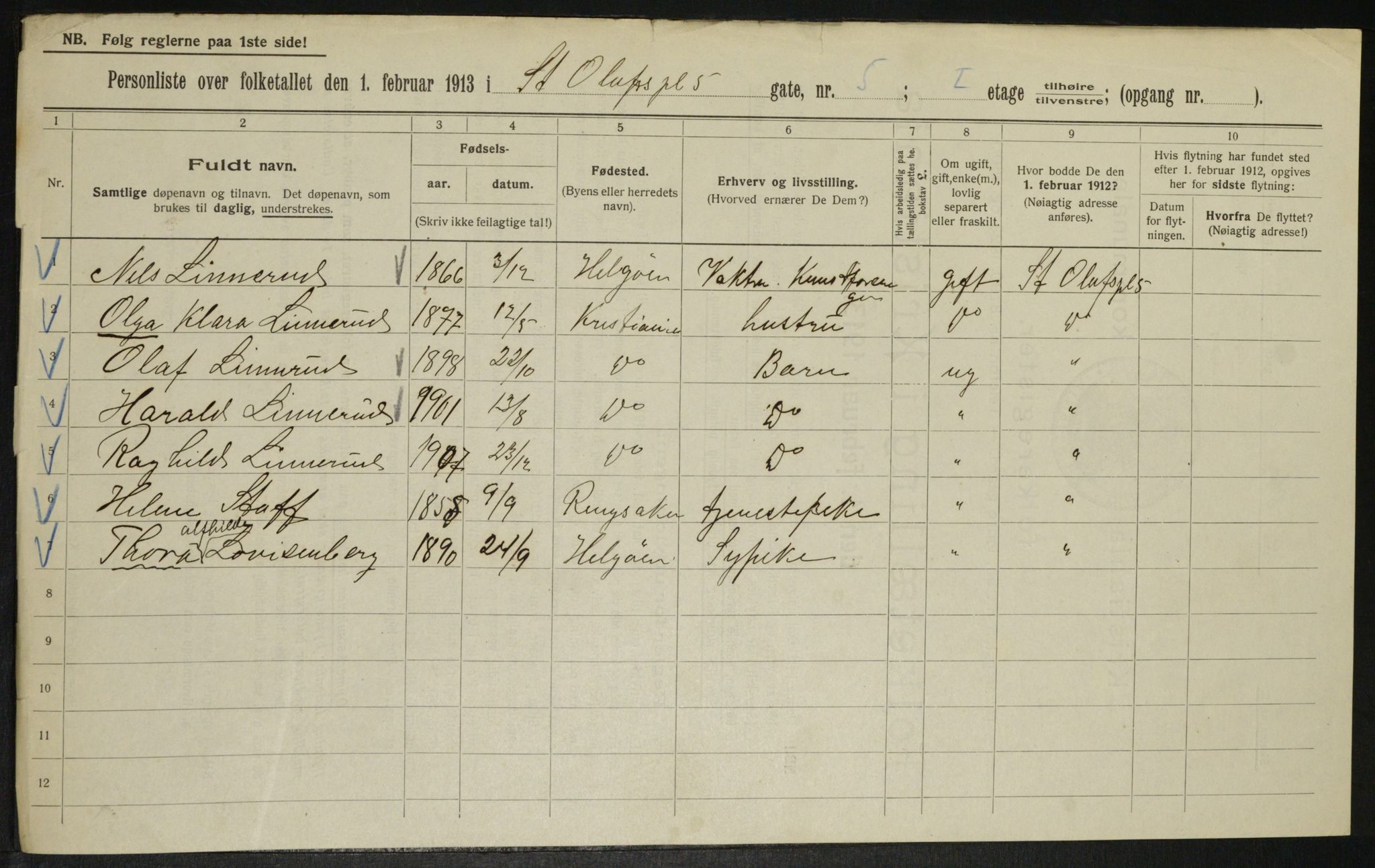 OBA, Municipal Census 1913 for Kristiania, 1913, p. 88468