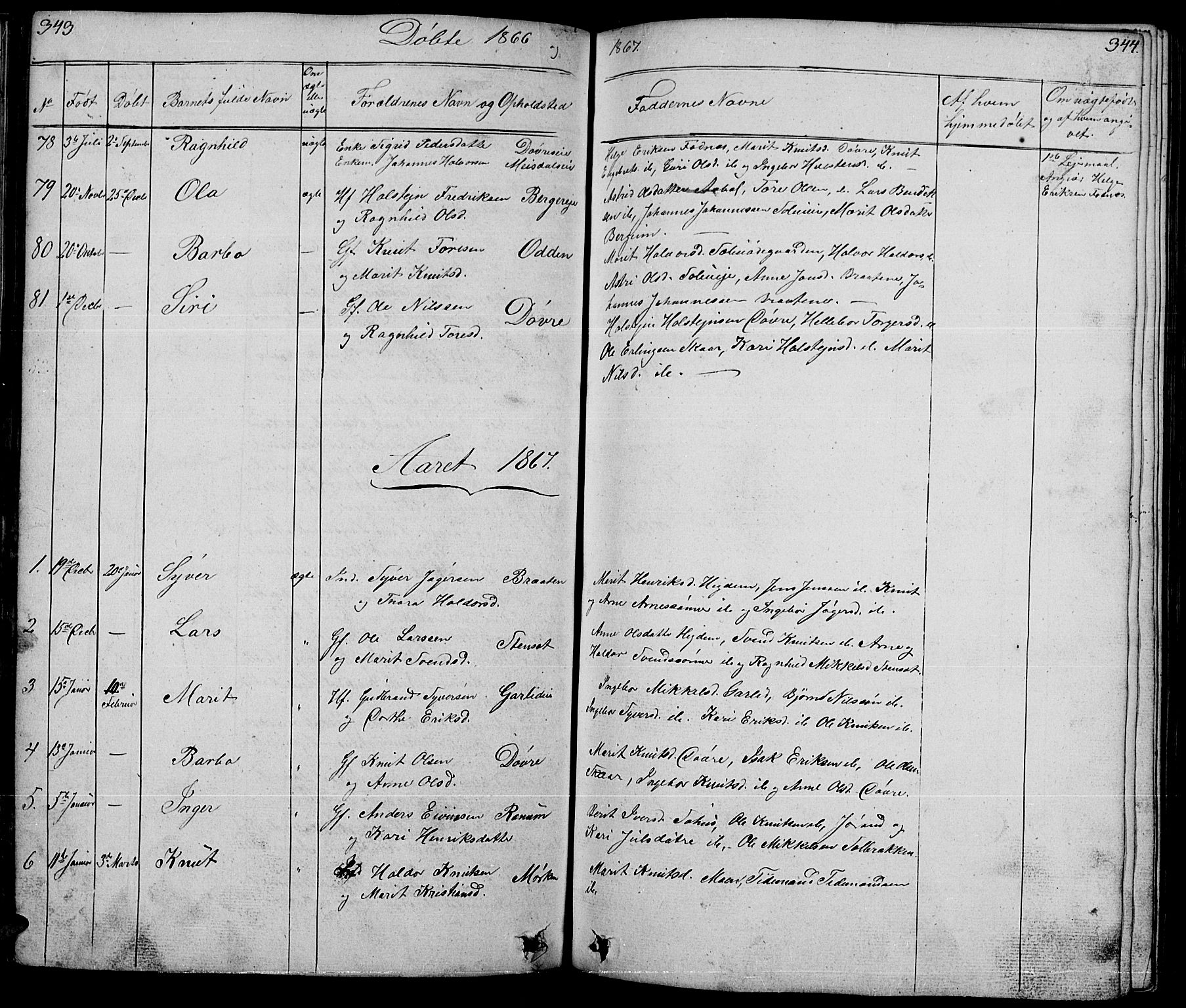 Nord-Aurdal prestekontor, SAH/PREST-132/H/Ha/Hab/L0001: Parish register (copy) no. 1, 1834-1887, p. 343-344