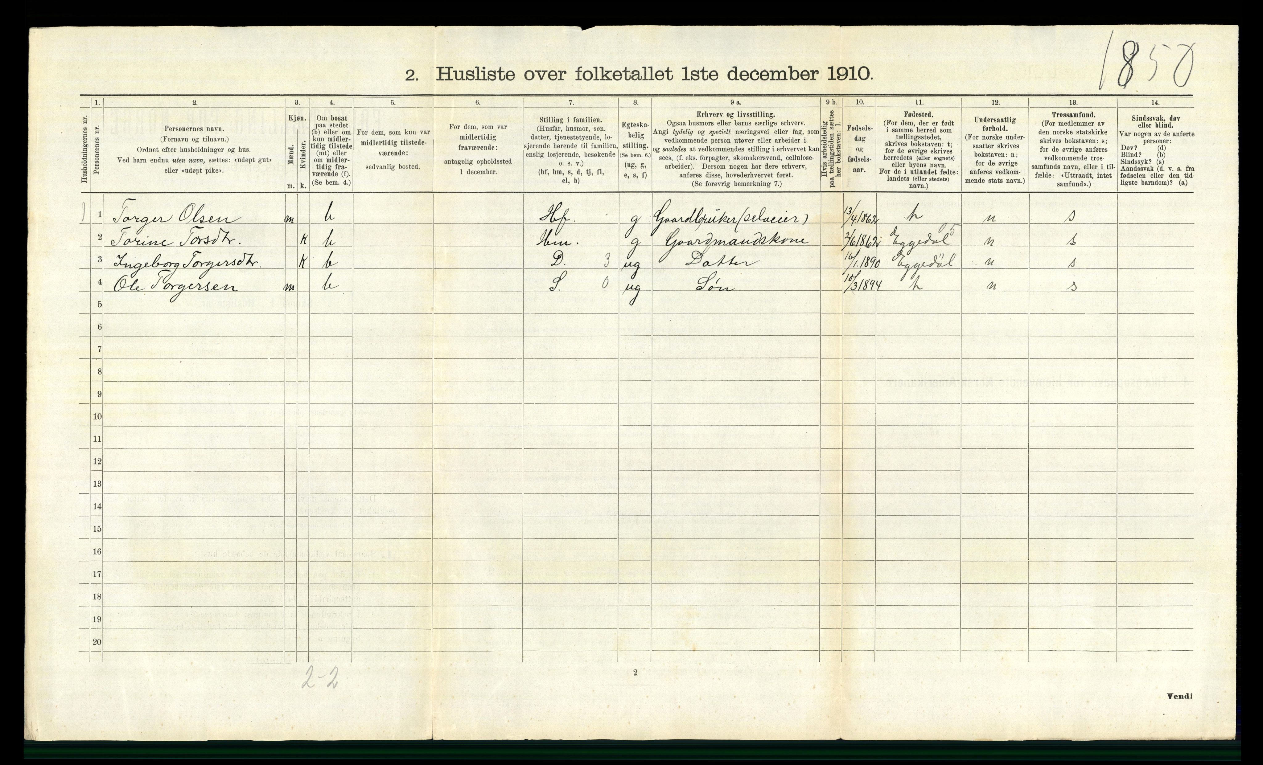 RA, 1910 census for Sigdal, 1910, p. 761