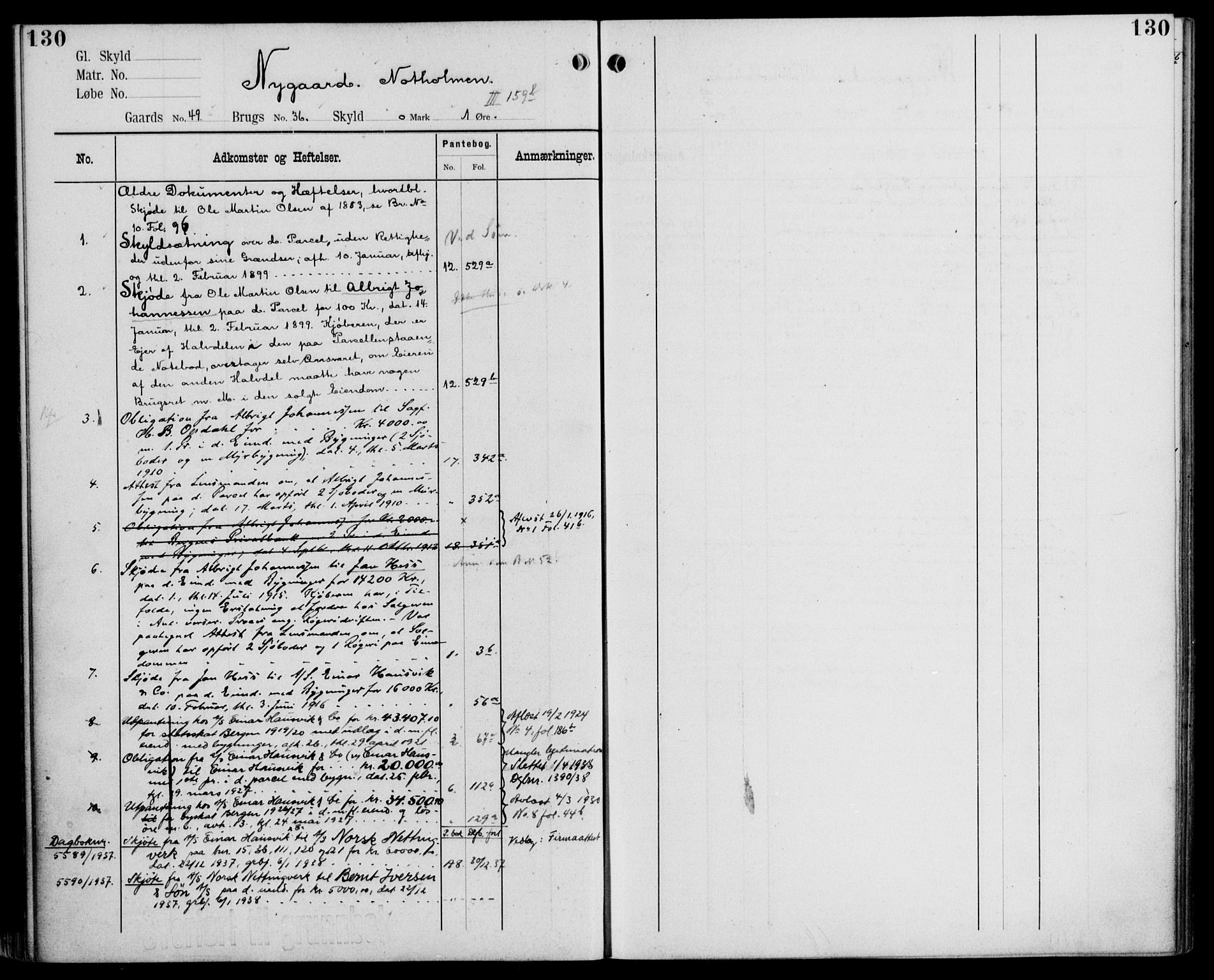 Midhordland sorenskriveri, AV/SAB-A-3001/1/G/Ga/Gab/L0110: Mortgage register no. II.A.b.110, p. 130