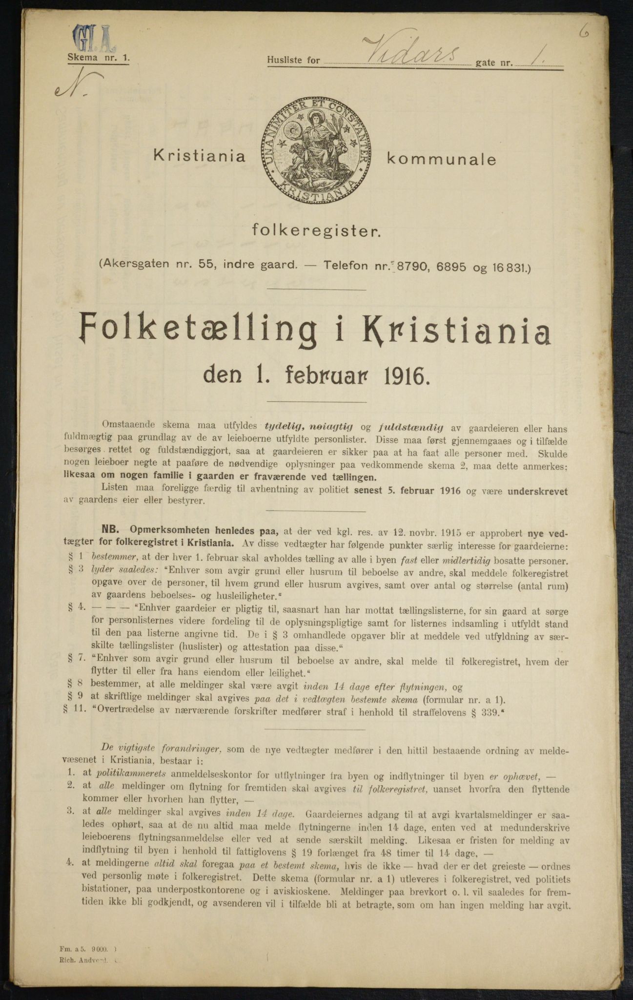 OBA, Municipal Census 1916 for Kristiania, 1916, p. 127253