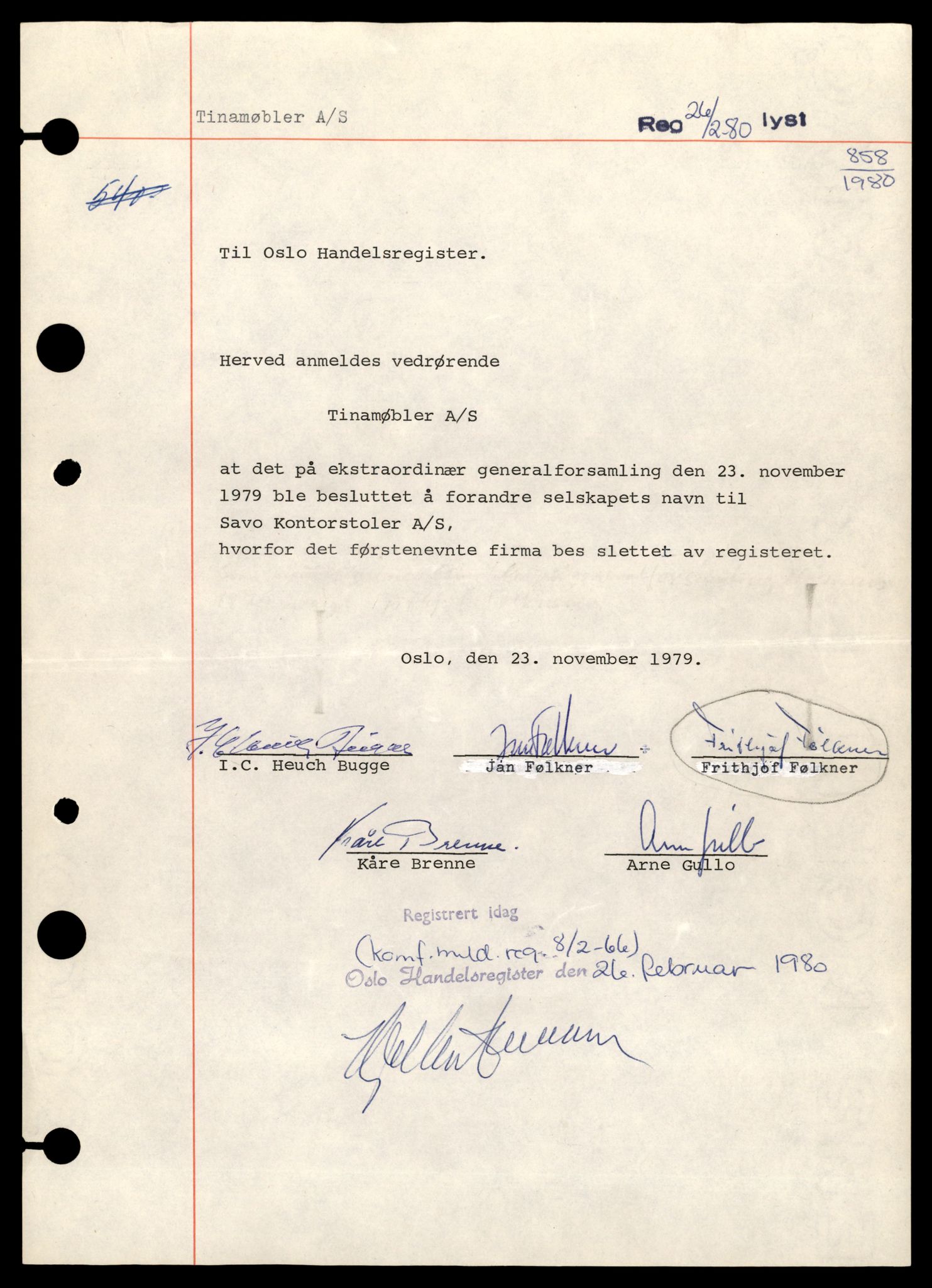 Oslo byfogd, Handelsregisteret, AV/SAT-A-10867/G/Gb/Gbb/L0041: Registreringsmeldinger, Ti-Ø, 1980, p. 1