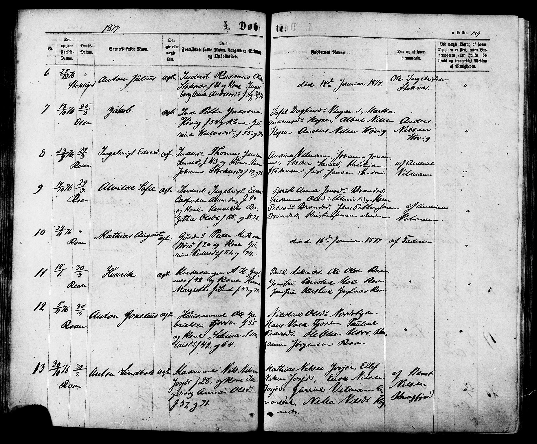 Ministerialprotokoller, klokkerbøker og fødselsregistre - Sør-Trøndelag, SAT/A-1456/657/L0706: Parish register (official) no. 657A07, 1867-1878, p. 139