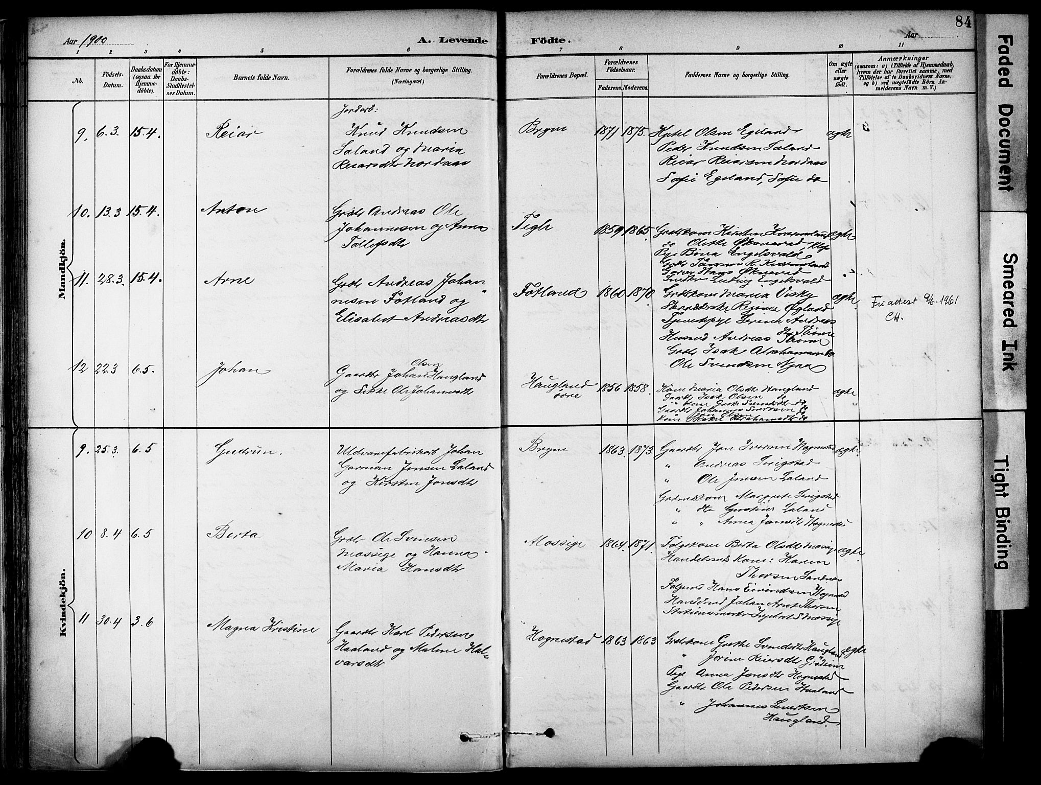 Lye sokneprestkontor, AV/SAST-A-101794/001/30BA/L0011: Parish register (official) no. A 9, 1893-1903, p. 84