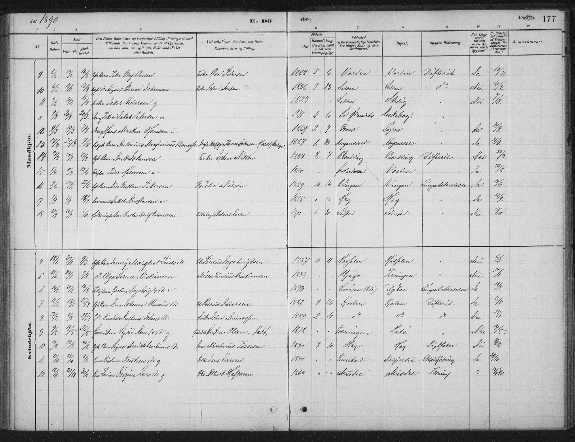 Ministerialprotokoller, klokkerbøker og fødselsregistre - Sør-Trøndelag, AV/SAT-A-1456/662/L0755: Parish register (official) no. 662A01, 1879-1905, p. 177