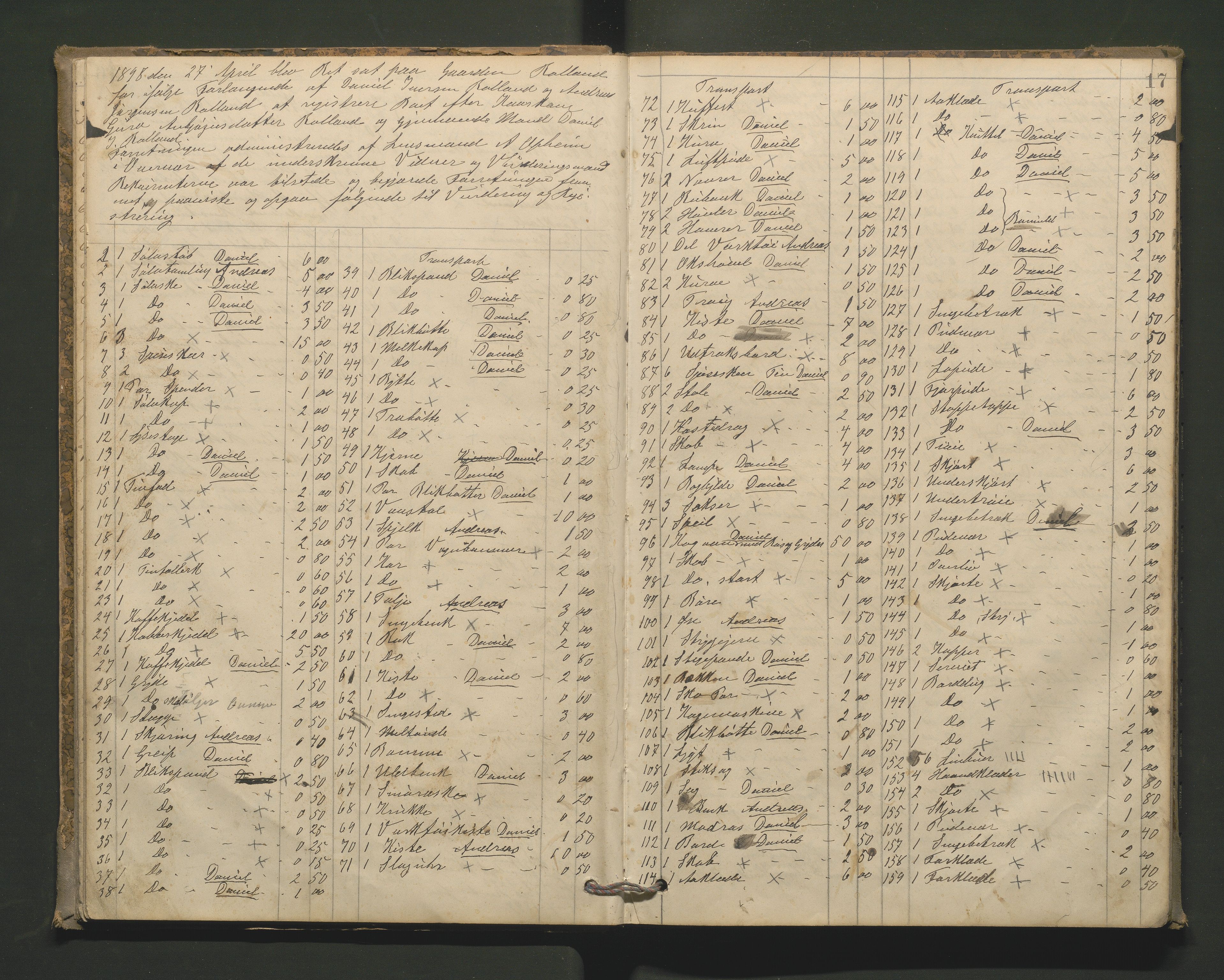 Lensmannen i Hamre, AV/SAB-A-32601/0006/L0002: Registreringsprotokoll, 1896-1904, p. 16b-17a