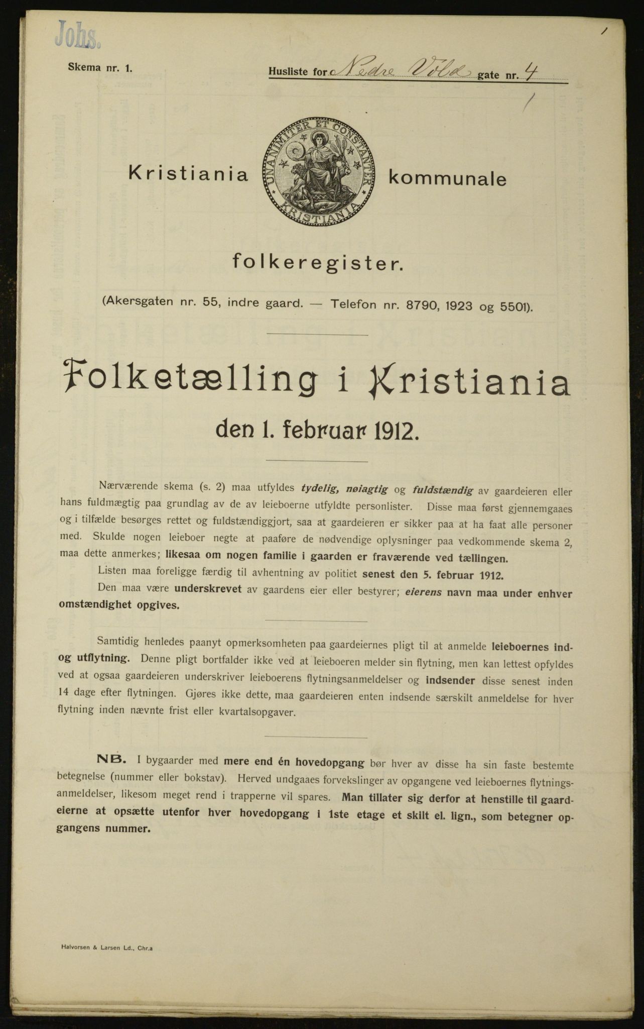 OBA, Municipal Census 1912 for Kristiania, 1912, p. 70135