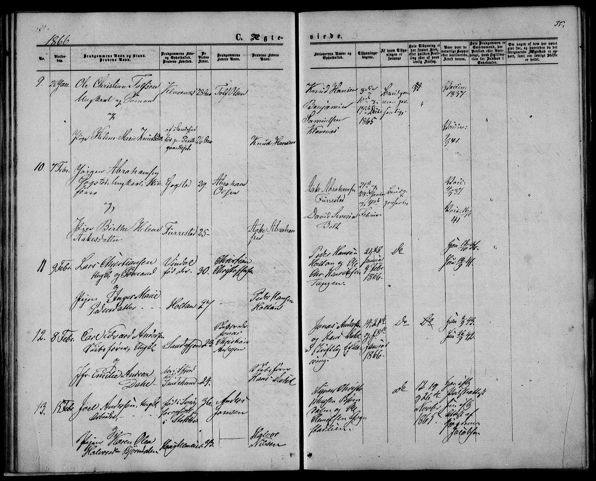 Sandar kirkebøker, SAKO/A-243/F/Fa/L0009: Parish register (official) no. 9, 1862-1871, p. 35