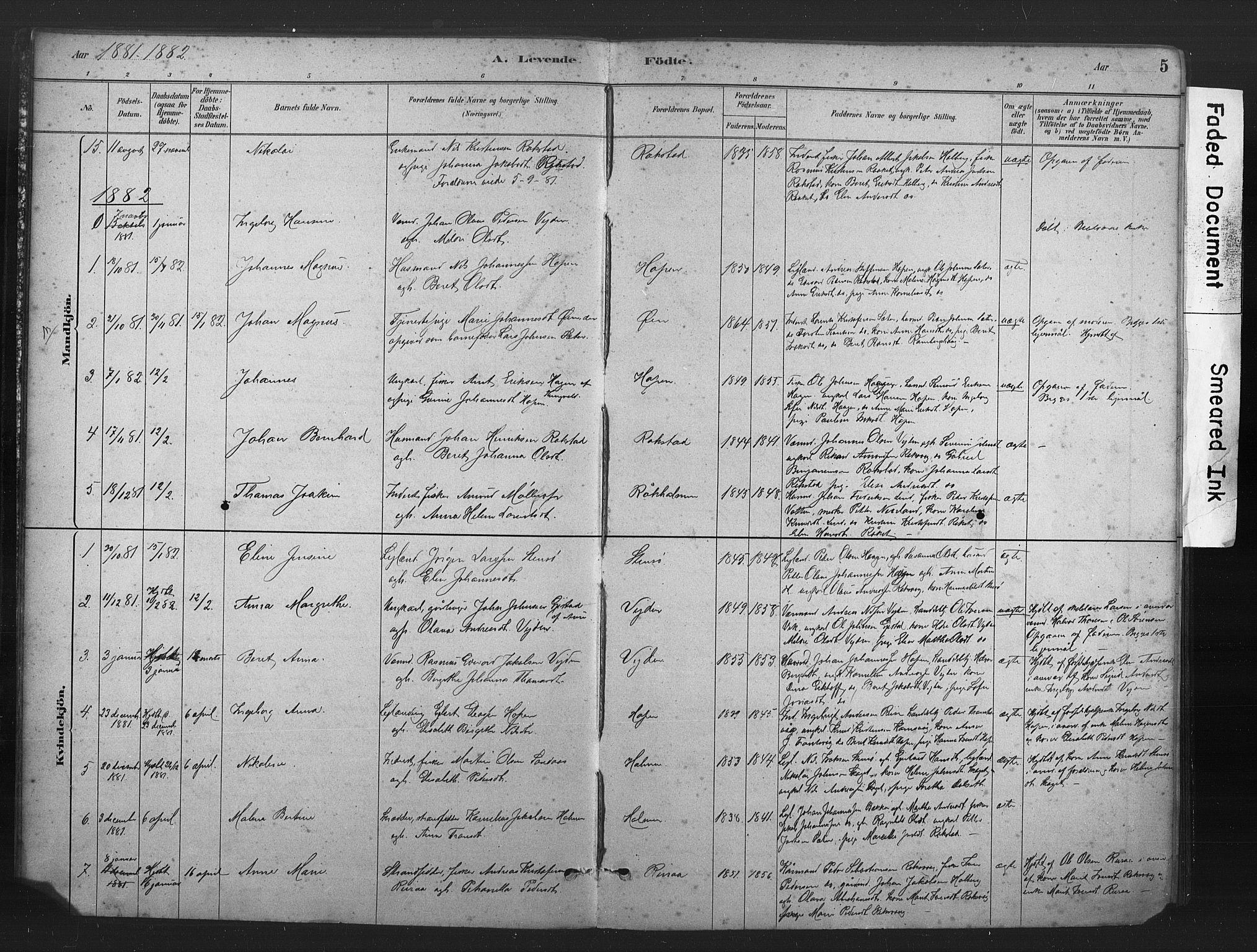 Ministerialprotokoller, klokkerbøker og fødselsregistre - Møre og Romsdal, SAT/A-1454/583/L0954: Parish register (official) no. 583A01, 1880-1906, p. 5