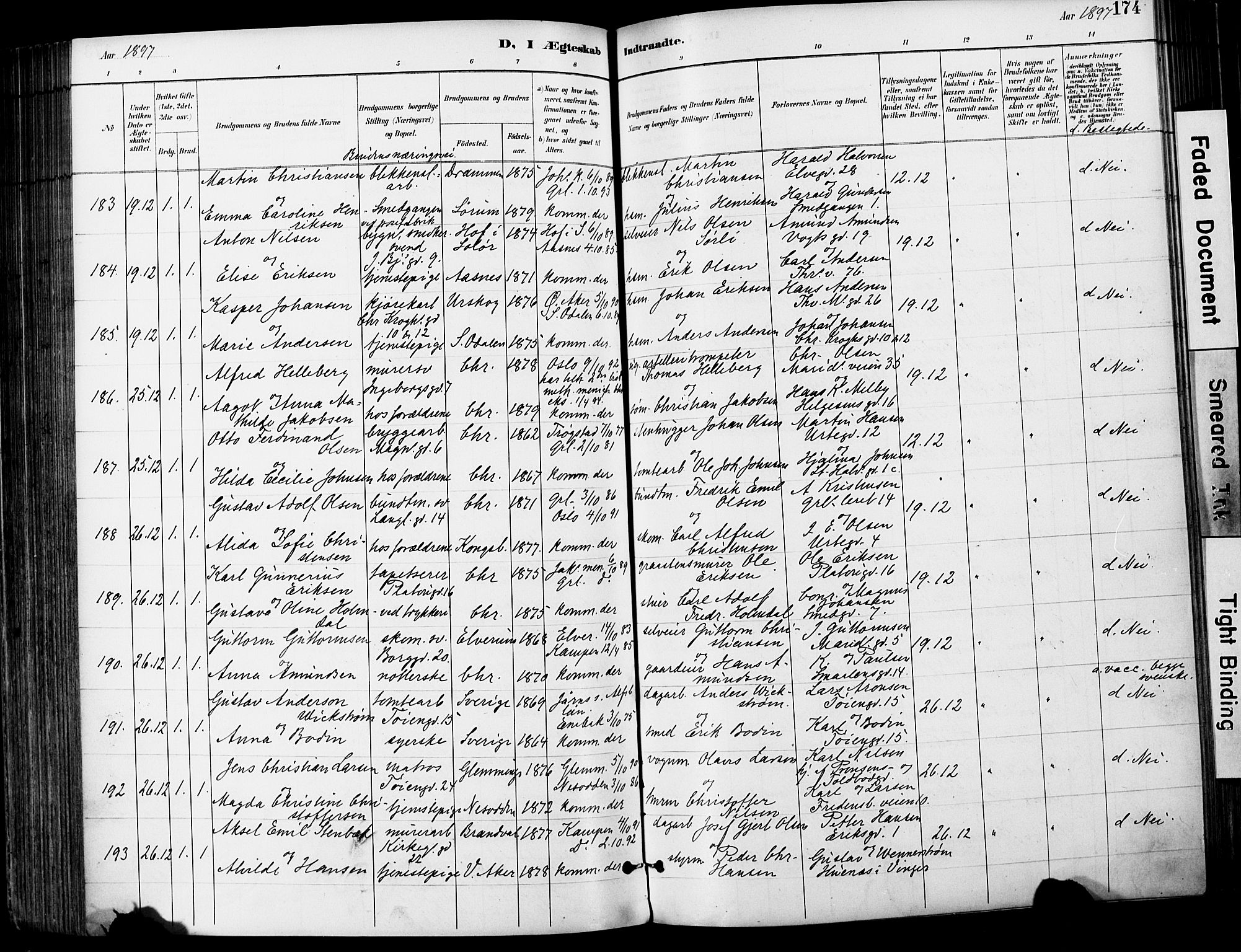 Grønland prestekontor Kirkebøker, AV/SAO-A-10848/F/Fa/L0013: Parish register (official) no. 13, 1887-1906, p. 174