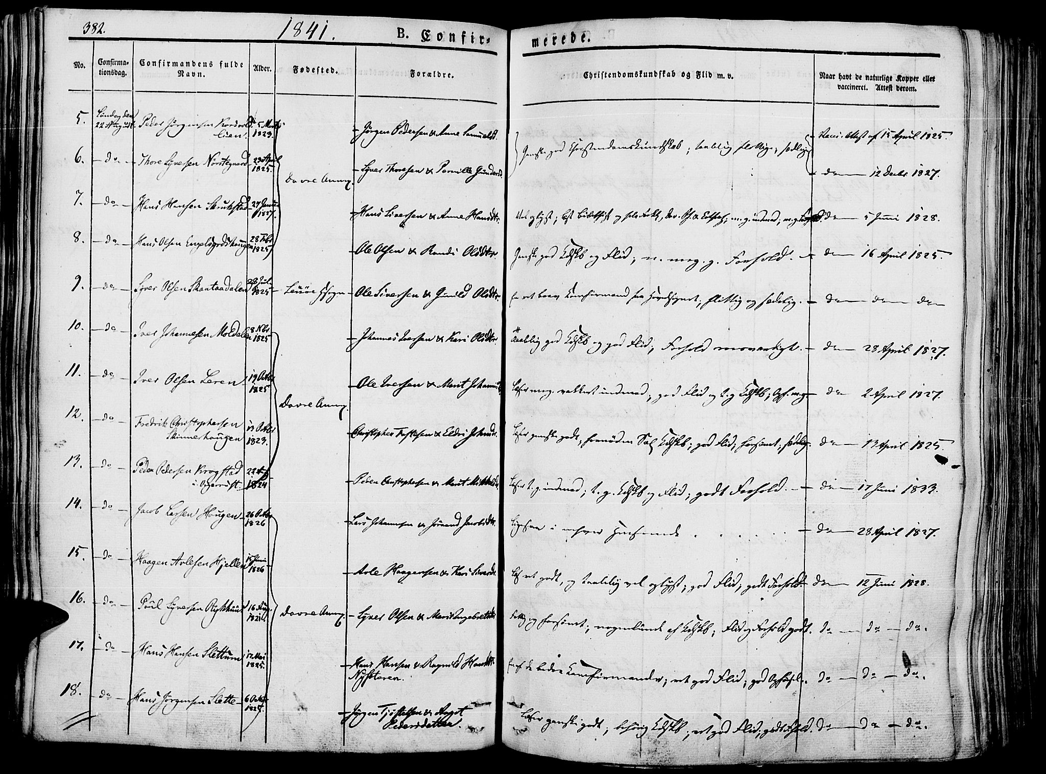 Lesja prestekontor, SAH/PREST-068/H/Ha/Haa/L0005: Parish register (official) no. 5, 1830-1842, p. 382