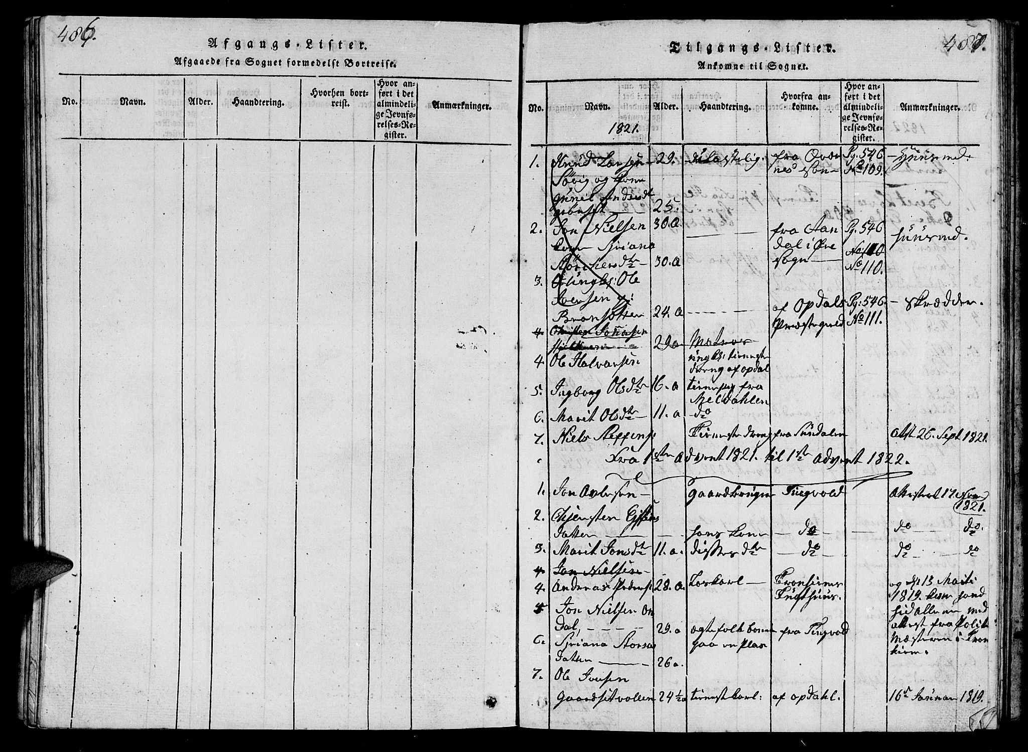 Ministerialprotokoller, klokkerbøker og fødselsregistre - Møre og Romsdal, SAT/A-1454/570/L0831: Parish register (official) no. 570A05, 1819-1829, p. 486-487