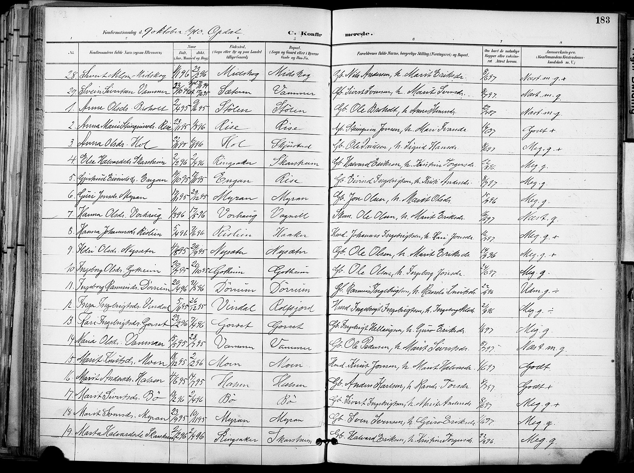 Ministerialprotokoller, klokkerbøker og fødselsregistre - Sør-Trøndelag, SAT/A-1456/678/L0902: Parish register (official) no. 678A11, 1895-1911, p. 183