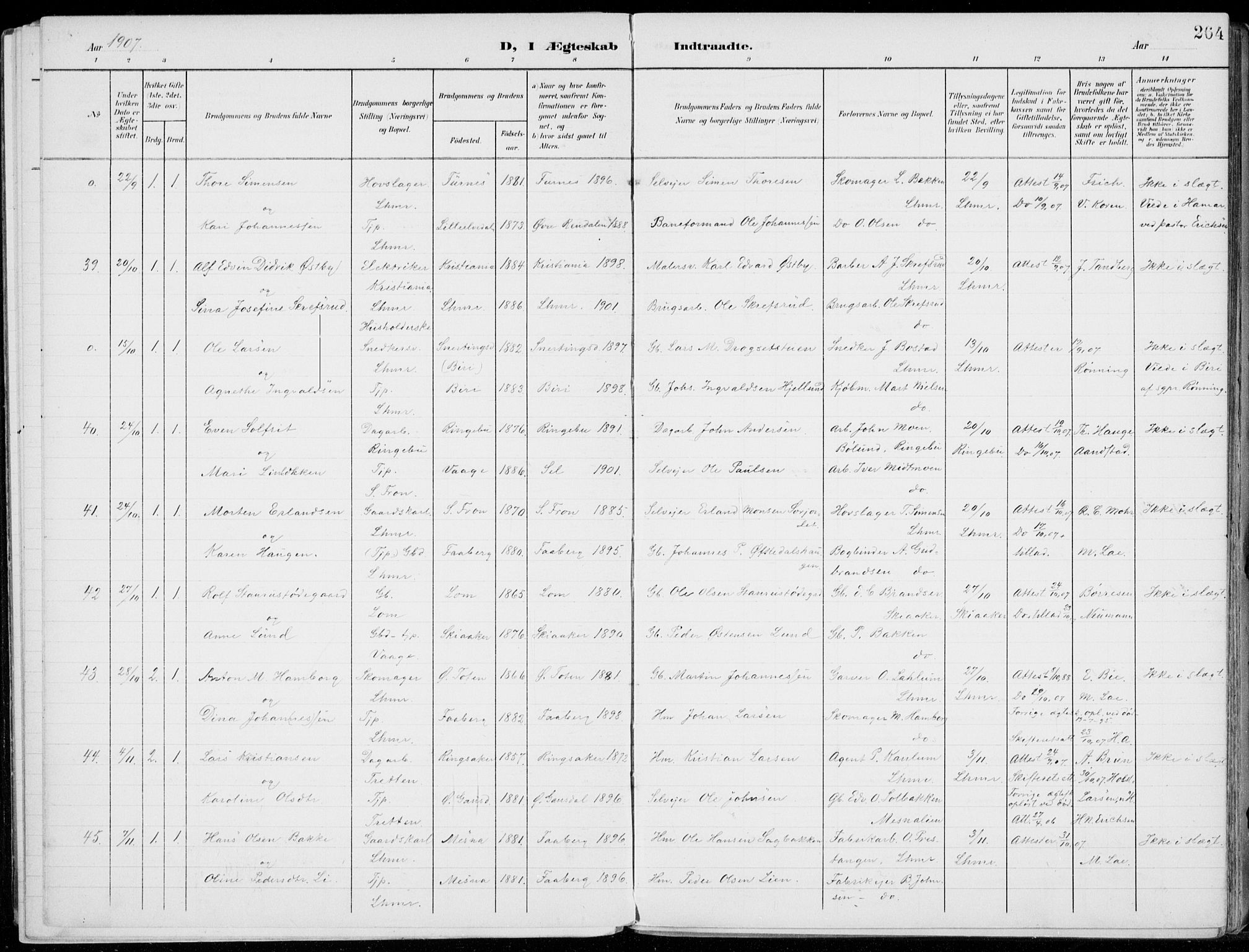 Lillehammer prestekontor, AV/SAH-PREST-088/H/Ha/Haa/L0001: Parish register (official) no. 1, 1901-1916, p. 264