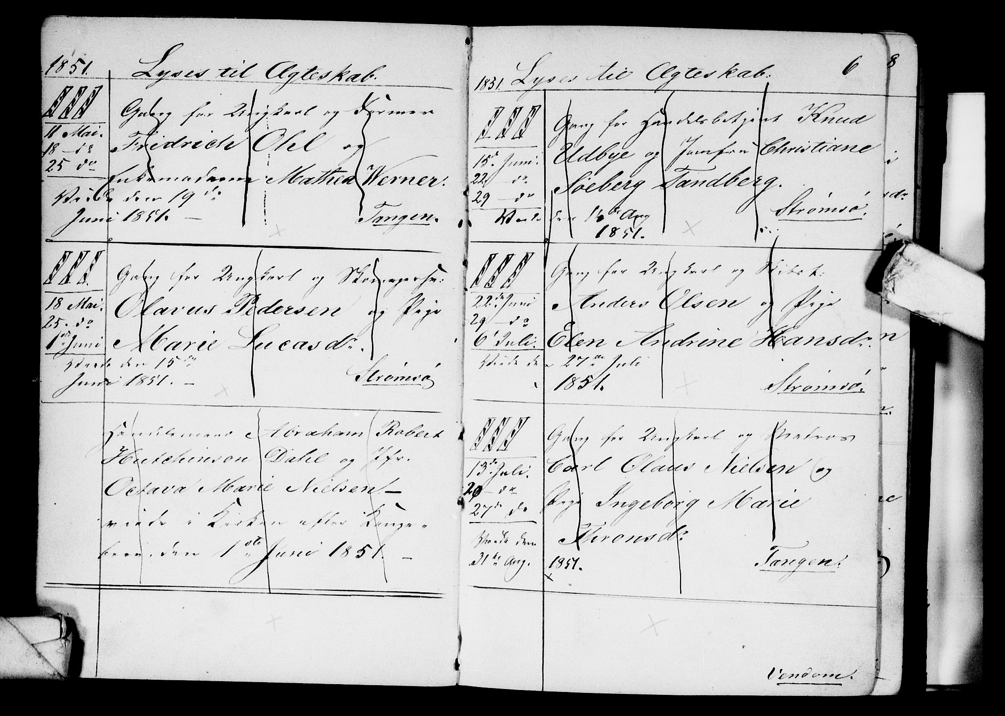 Strømsø kirkebøker, SAKO/A-246/H/Ha/L0002: Banns register no. 2, 1850-1866, p. 6
