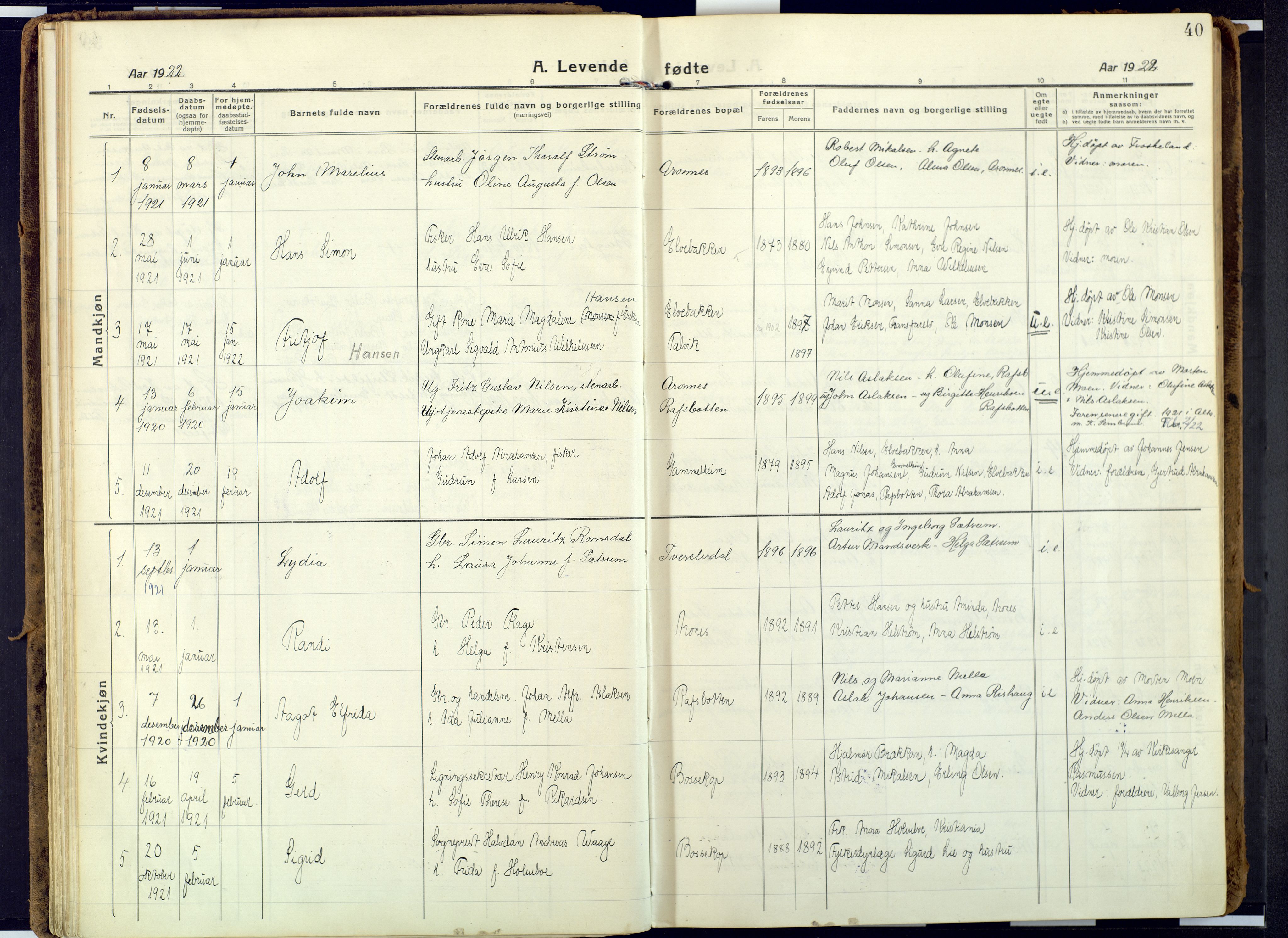 Alta sokneprestkontor, SATØ/S-1338/H/Ha: Parish register (official) no. 6, 1918-1931, p. 40