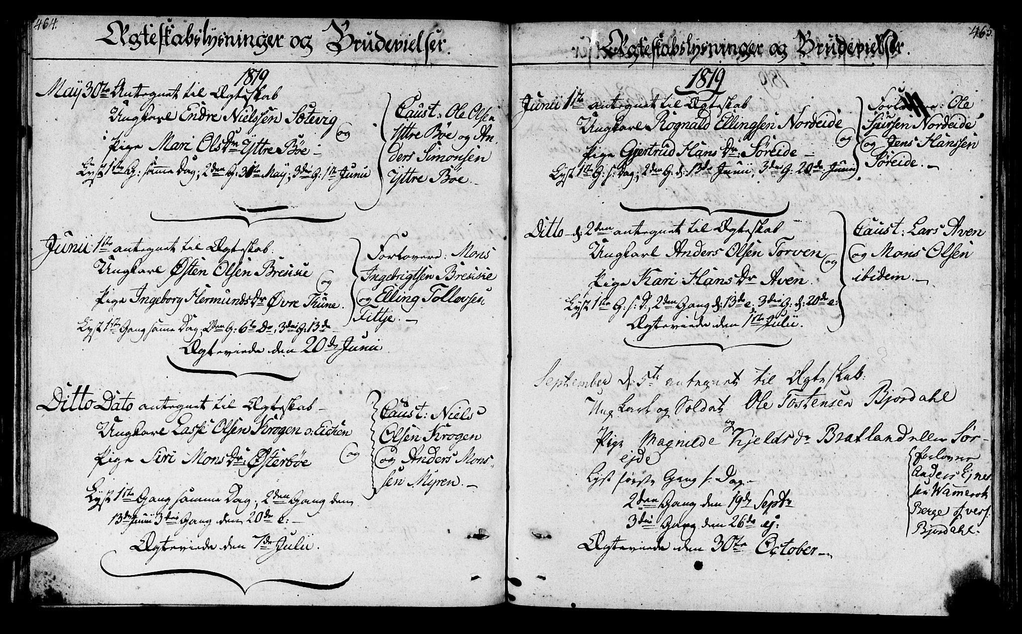 Lavik sokneprestembete, AV/SAB-A-80901: Parish register (official) no. A 1, 1809-1822, p. 464-465