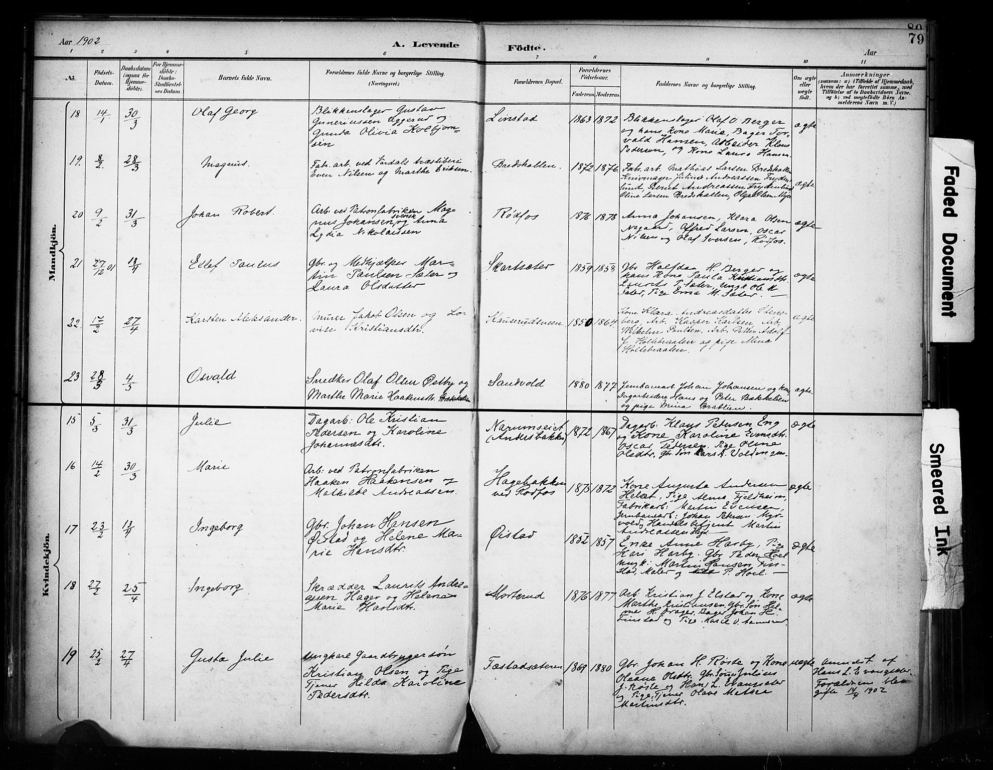 Vestre Toten prestekontor, SAH/PREST-108/H/Ha/Haa/L0011: Parish register (official) no. 11, 1895-1906, p. 79
